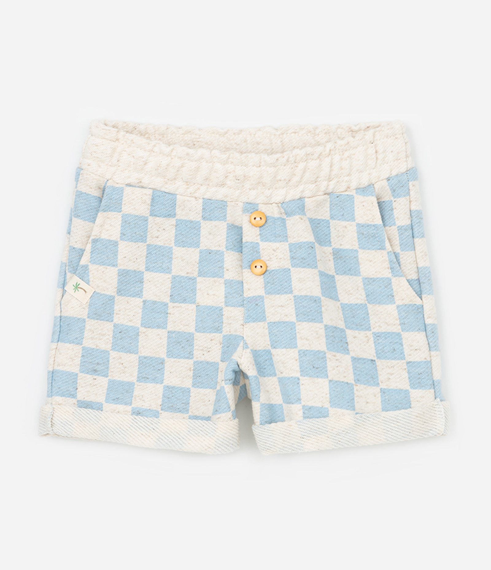 Conjunto Infantil em Moletom com Estampa Xadrez Vichy - Tam 0 a 18 Meses Bege/Azul 4