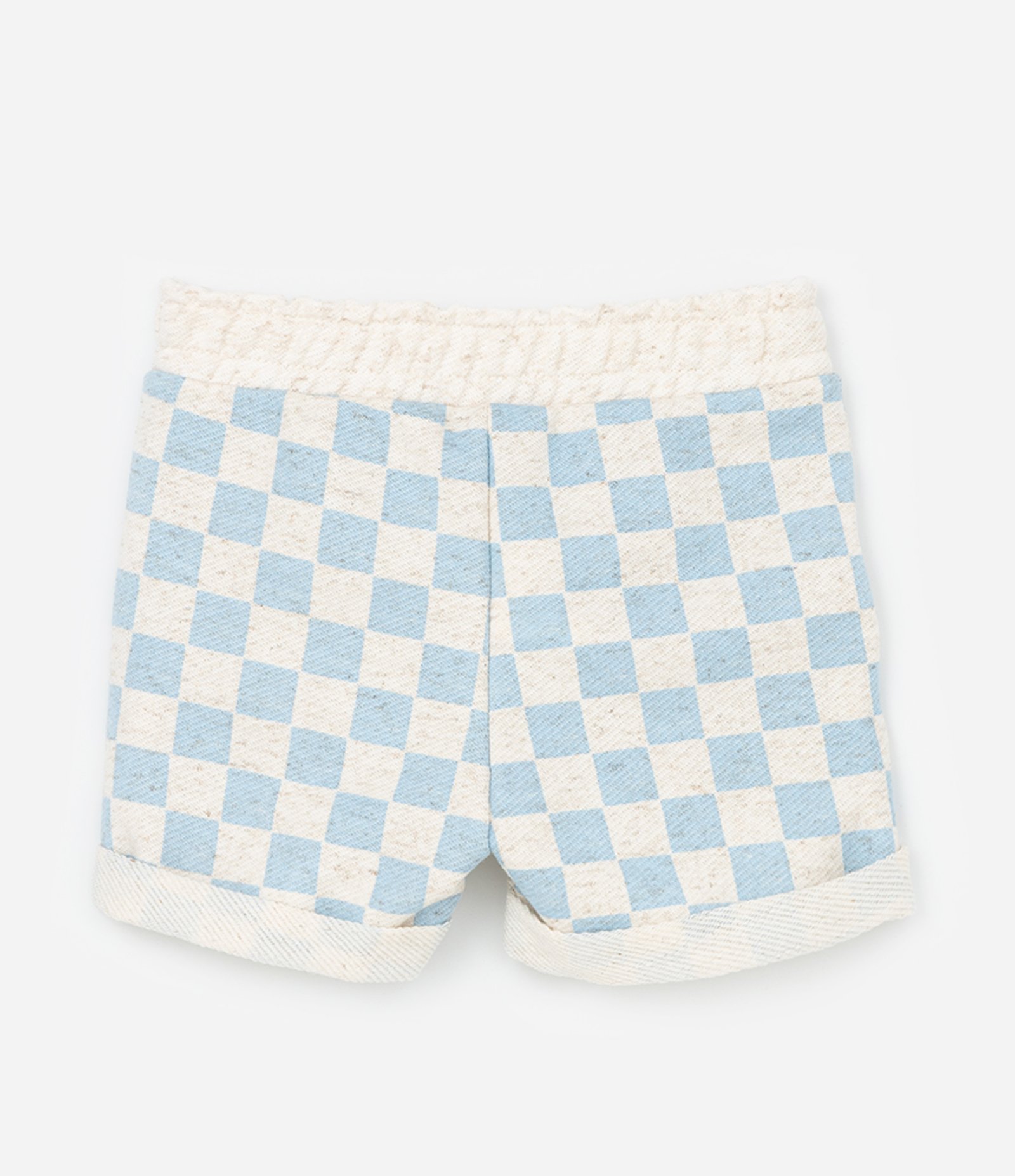 Conjunto Infantil em Moletom com Estampa Xadrez Vichy - Tam 0 a 18 Meses Bege/Azul 5