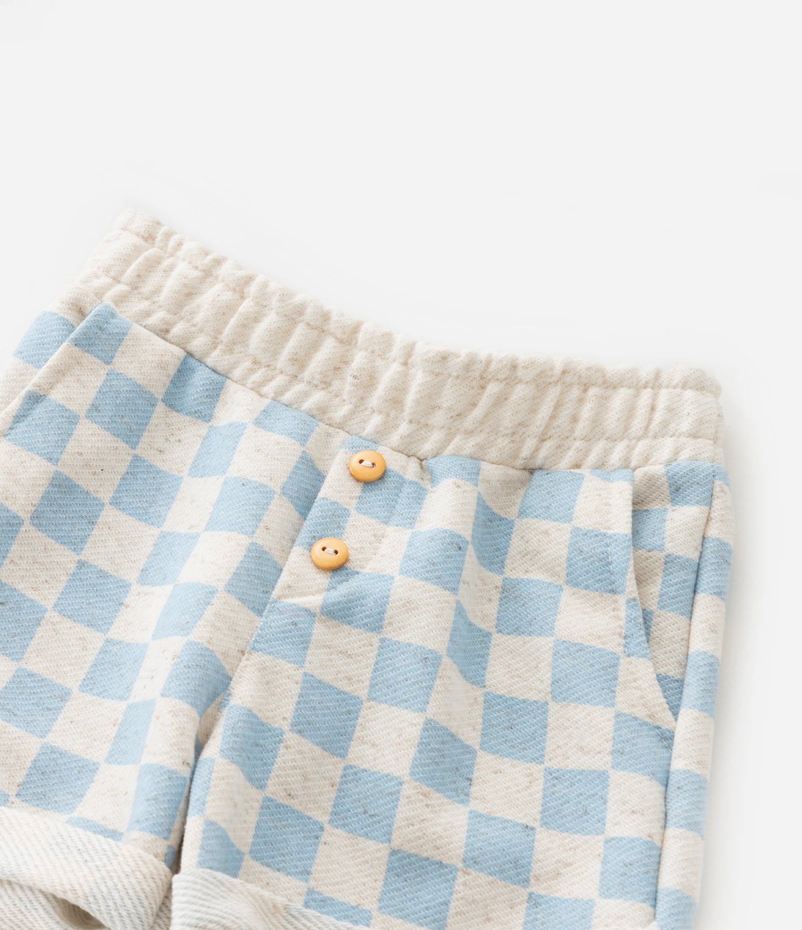 Conjunto Infantil em Moletom com Estampa Xadrez Vichy - Tam 0 a 18 Meses Bege/Azul 6