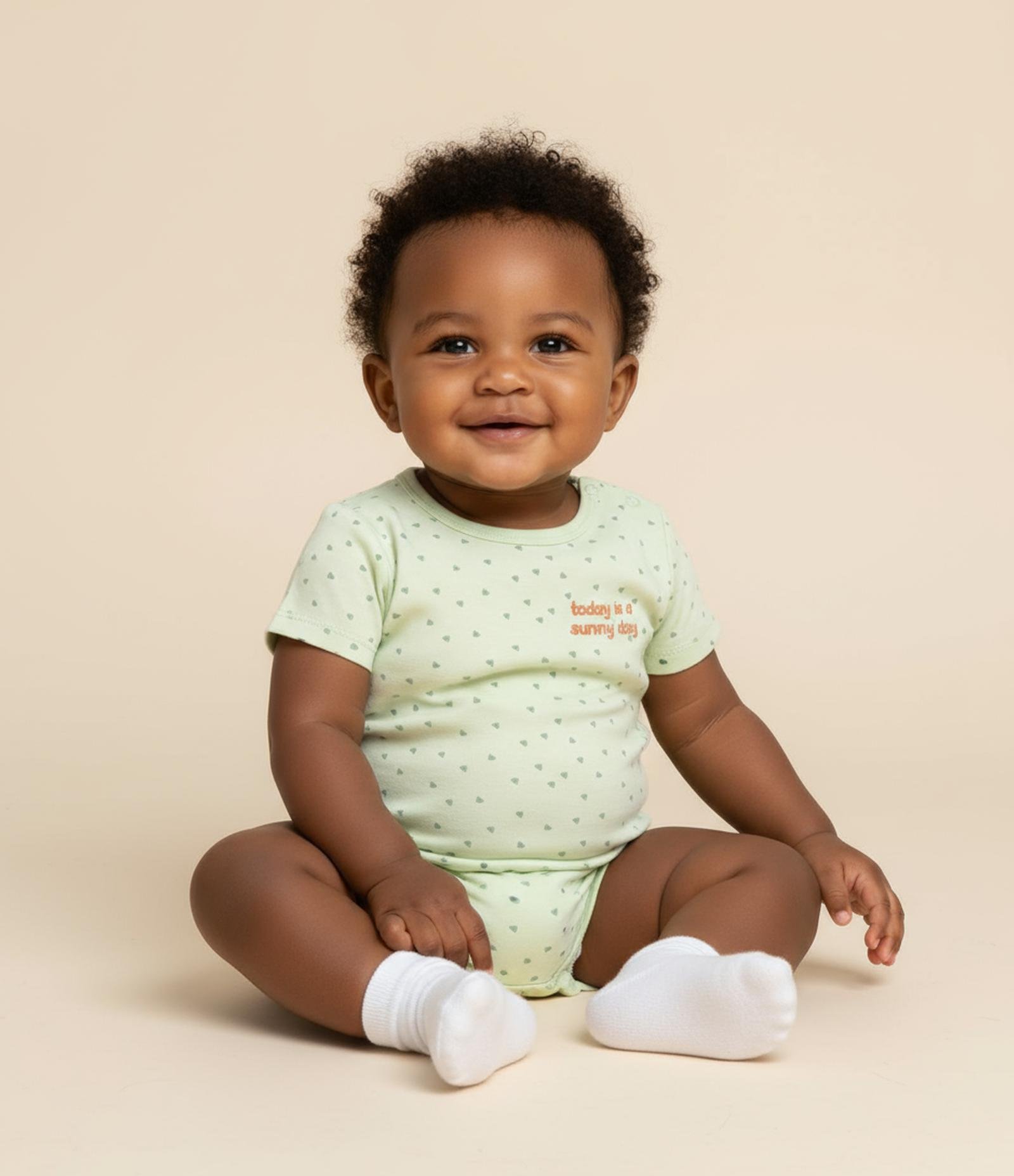 Macacão Curto Infantil Estampado com Bordado - Tam 0 a 18 meses Verde 1