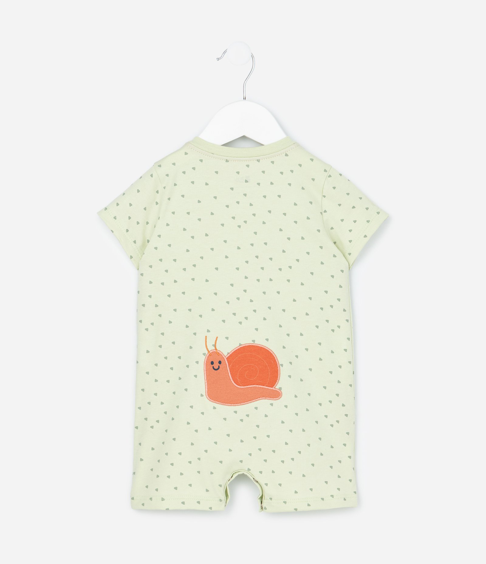 Macacão Curto Infantil Estampado com Bordado - Tam 0 a 18 meses Verde 4
