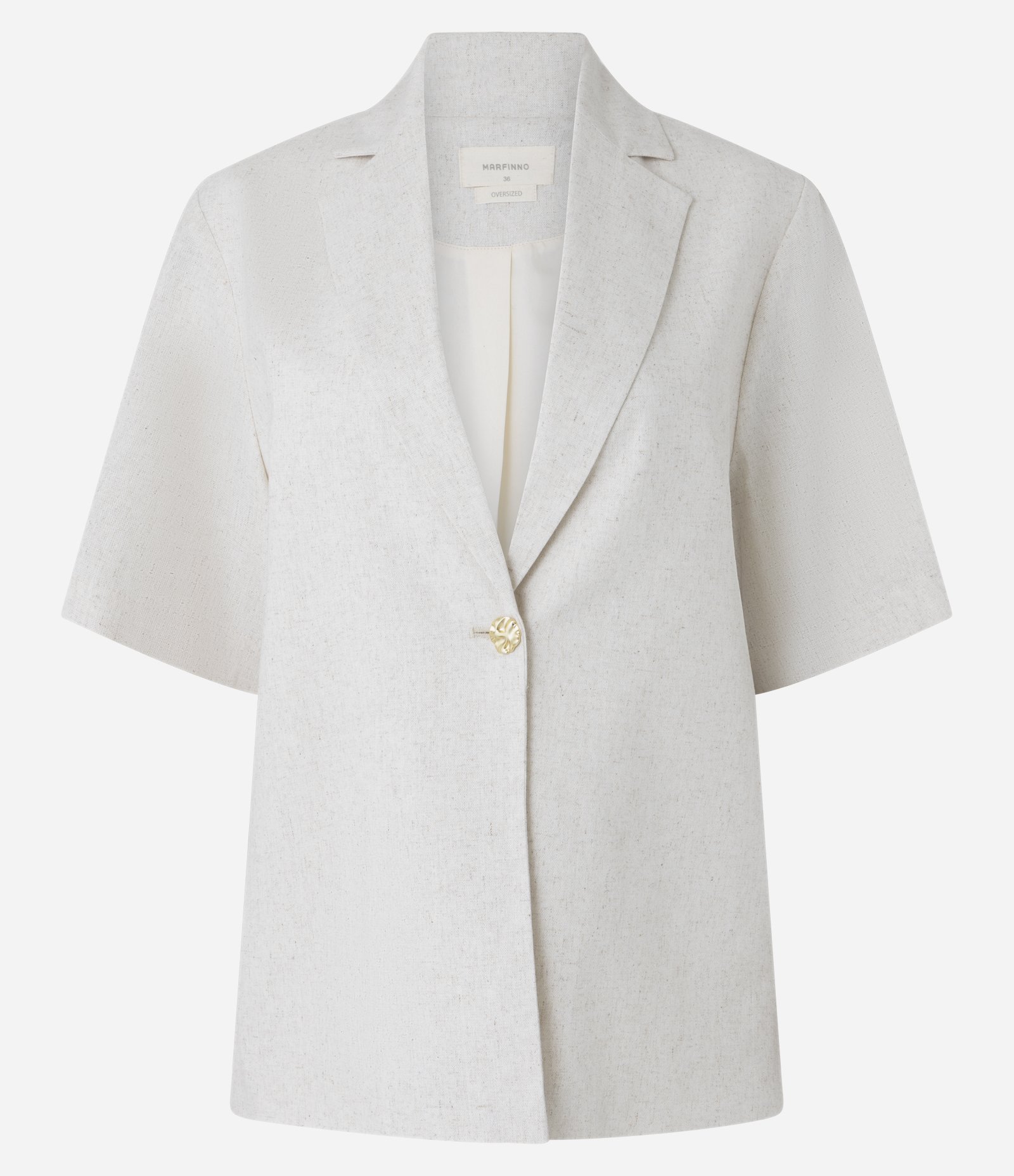 Blazer em Viscolinho com Botão Único e Manga Curta Bege 7