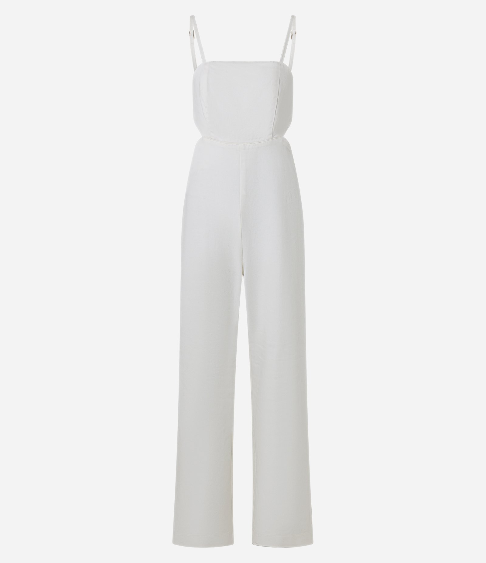 Macacão Longo em Sarja com Recorte na Cintura e Laço Branco 5