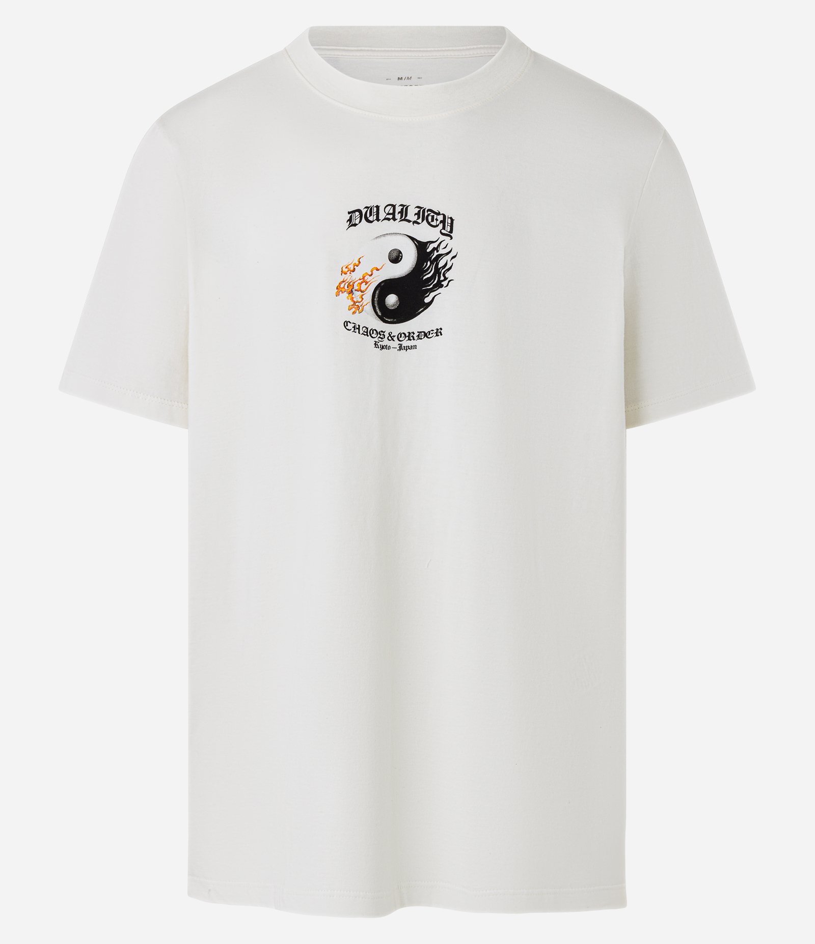 Camiseta T-Shirt em Algodão com Estampa Duality Chaos Order Bege 5