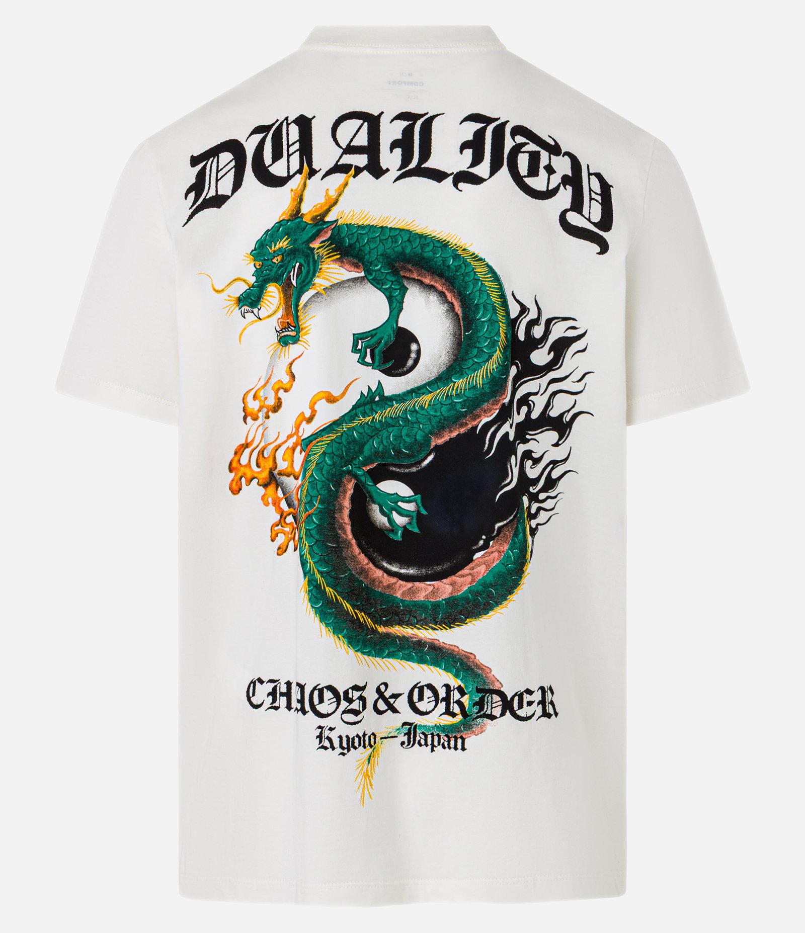 Camiseta T-Shirt em Algodão com Estampa Duality Chaos Order Bege 6