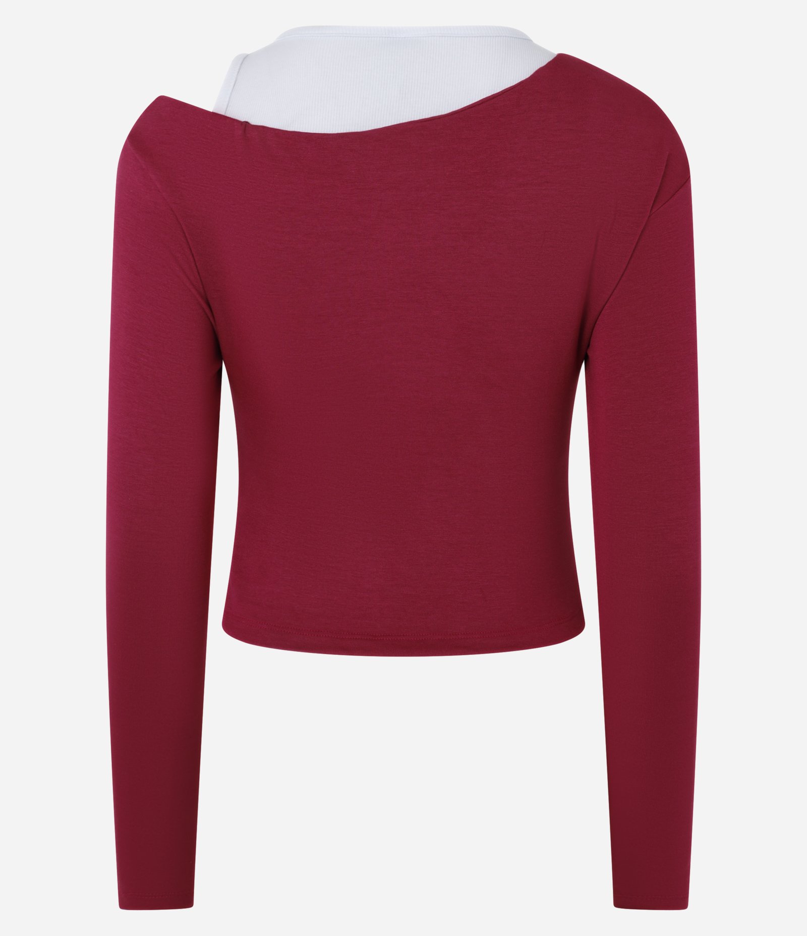 Blusa em Ribana Dupla Sobreposta com Drapeados Bordô 6