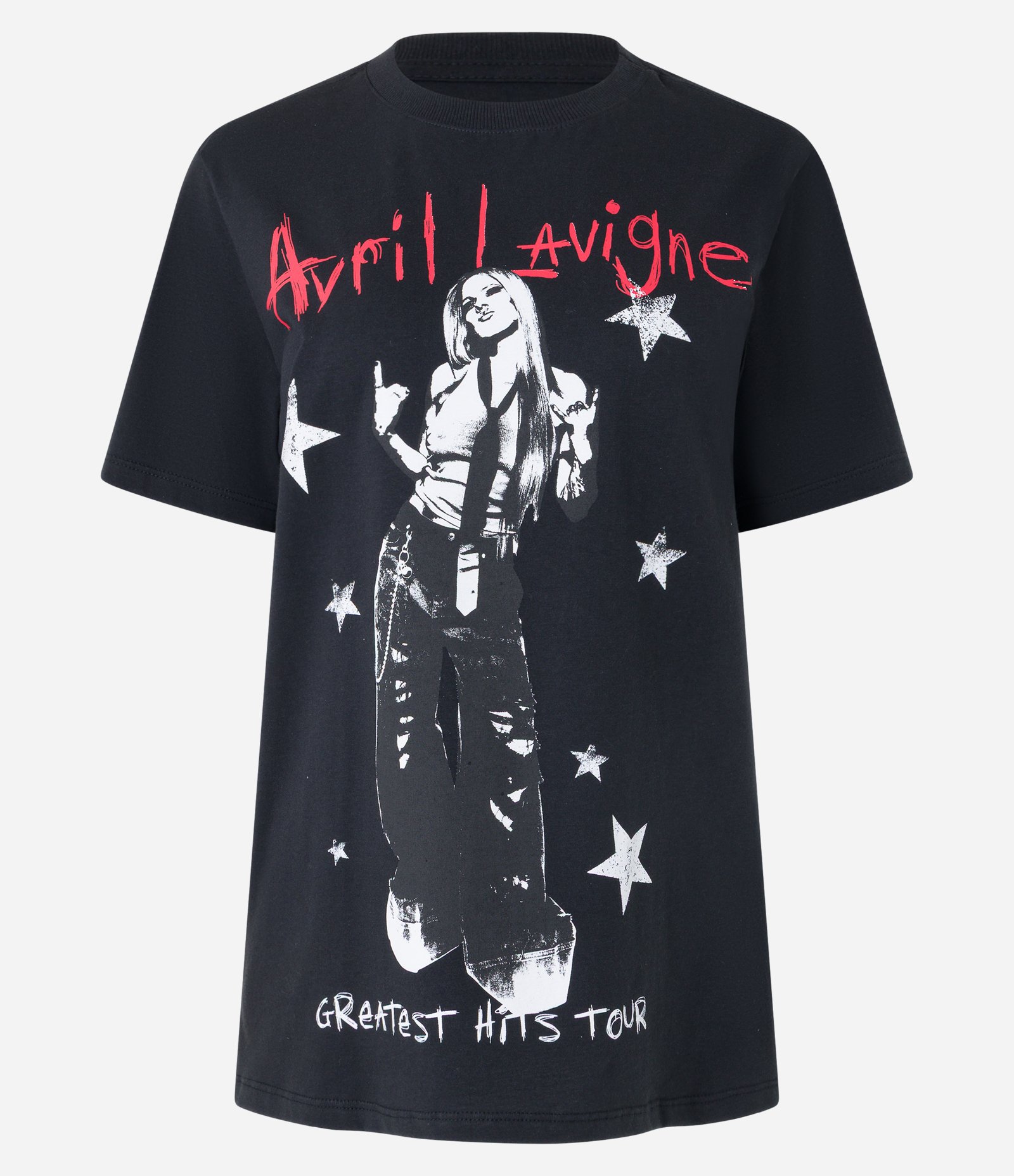 Camiseta Alongada em Algodão com Estampa Avril Lavigne Preto 4