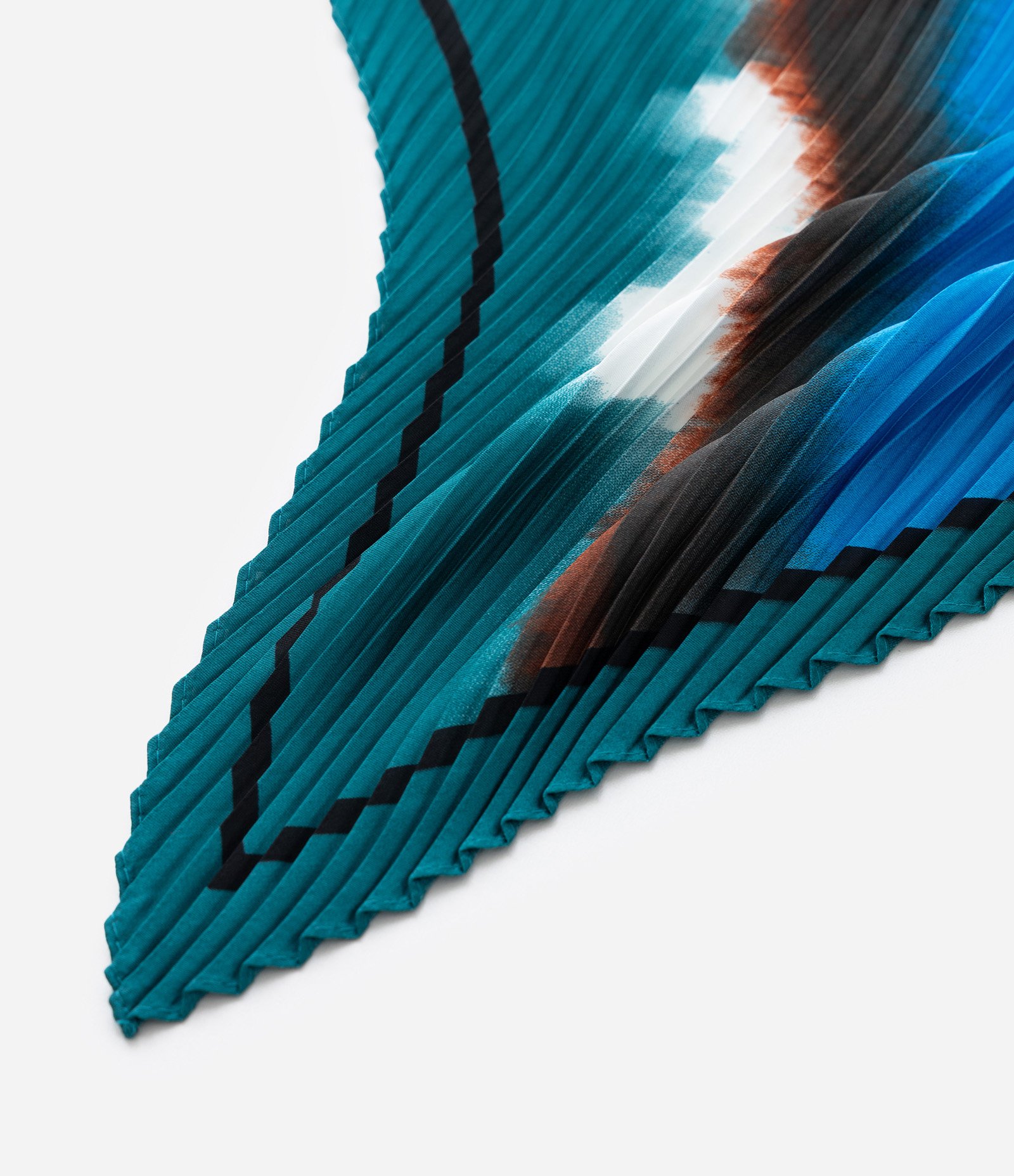 Lenço Quadrado em Cetim Plissado com Estampa Abstrata Verde 3