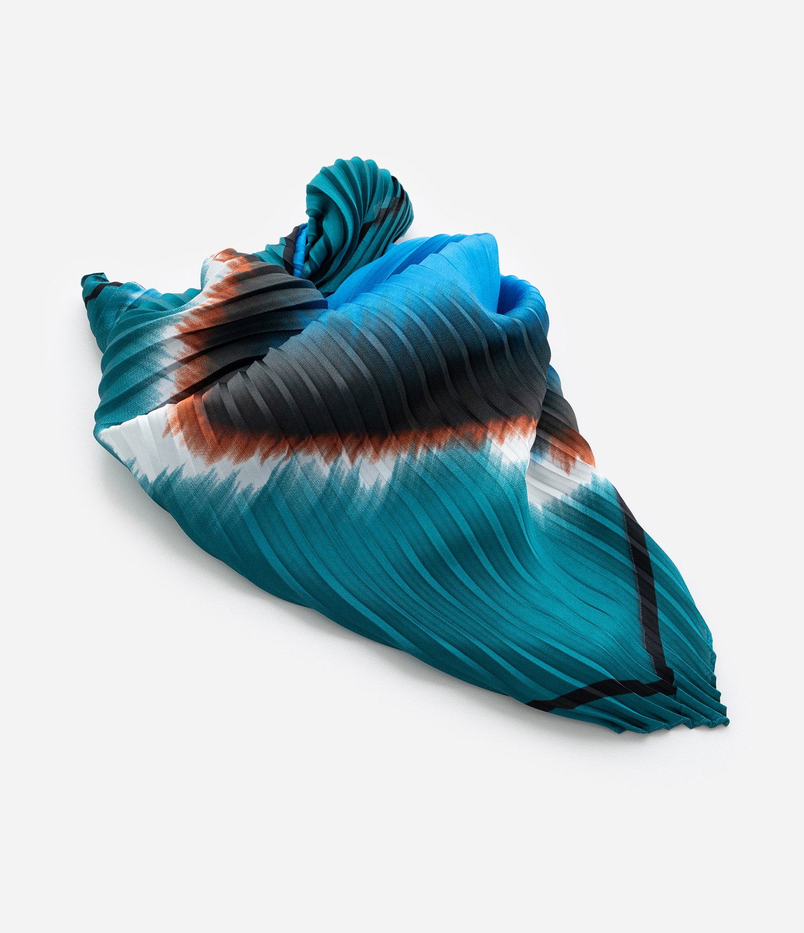 Lenço Quadrado em Cetim Plissado com Estampa Abstrata Verde 4