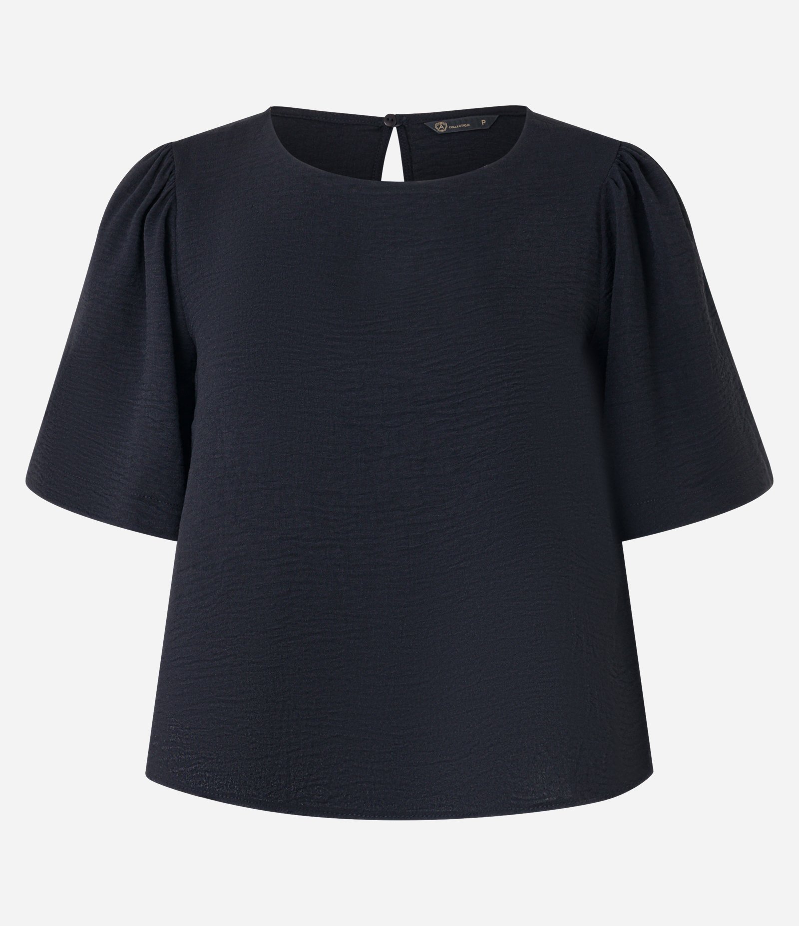 Blusa em Airflow com Manga Bufante e Abertura Gota Preto 5