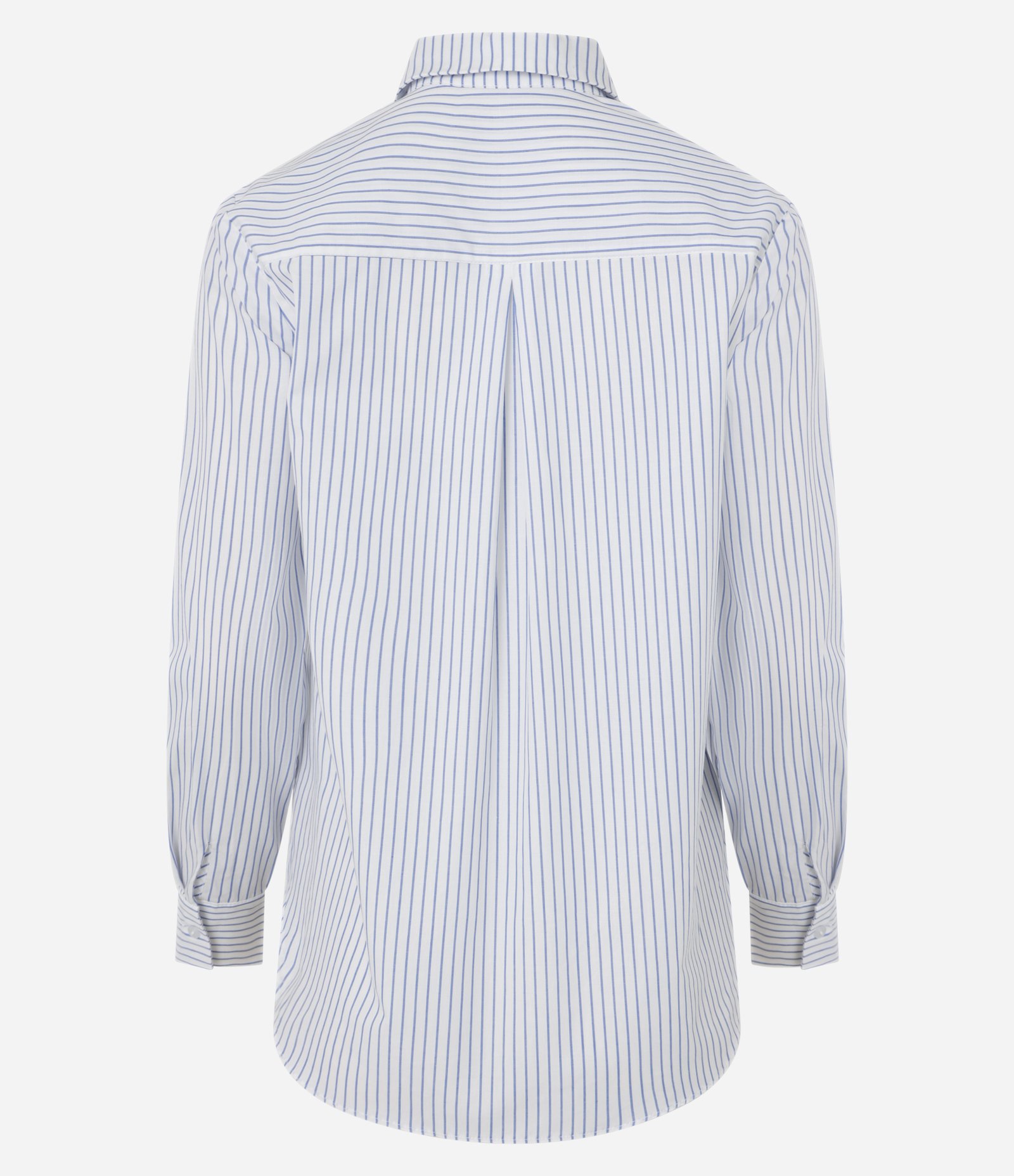 Camisa em Tricoline com Listras de Fio Tinto Azul/Branco 2