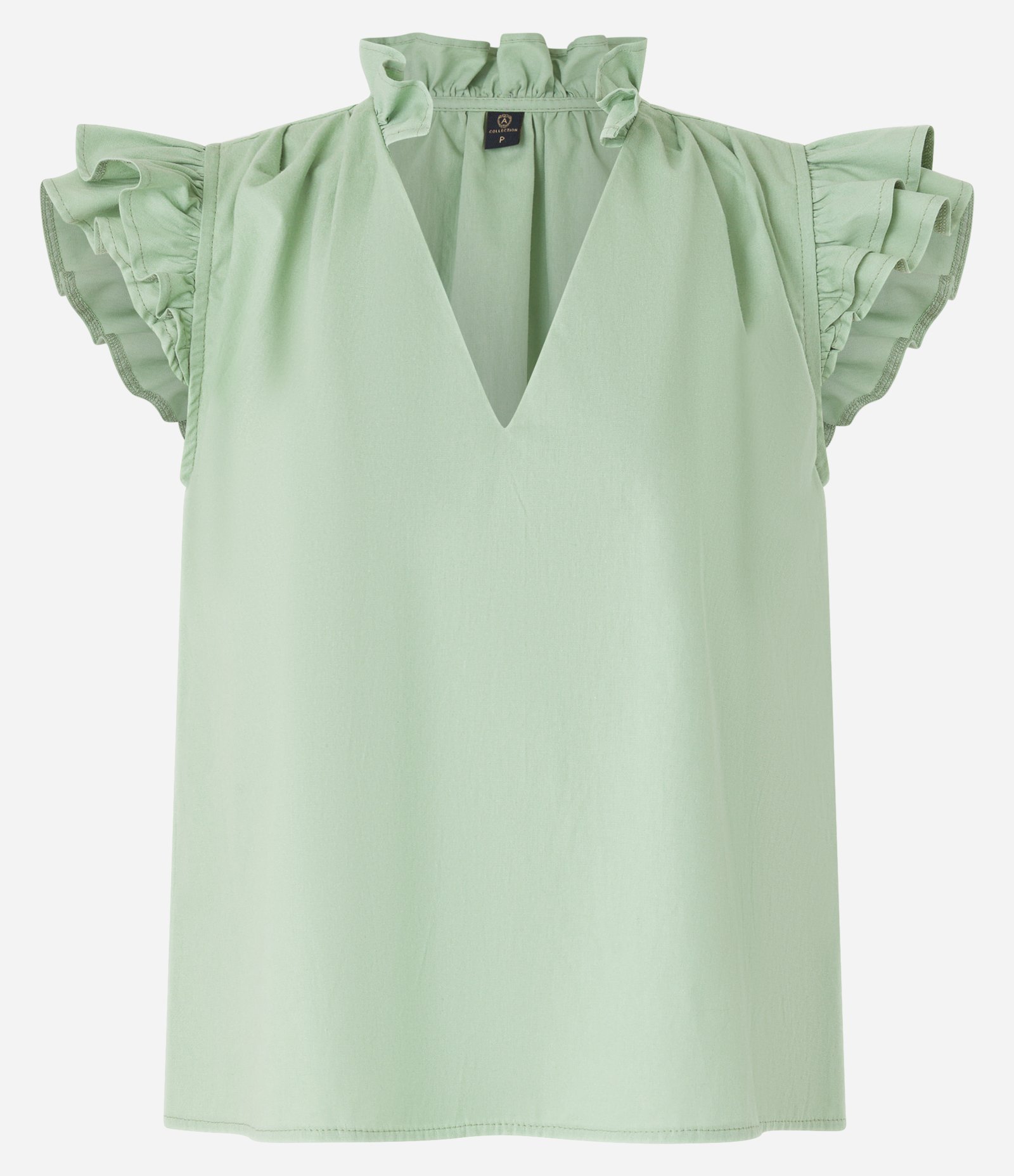 Blusa em Tricoline com Manga Borboleta e Babadinhos Verde 4