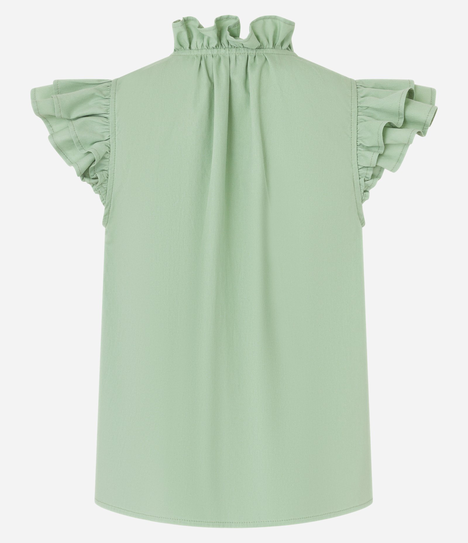 Blusa em Tricoline com Manga Borboleta e Babadinhos Verde 5