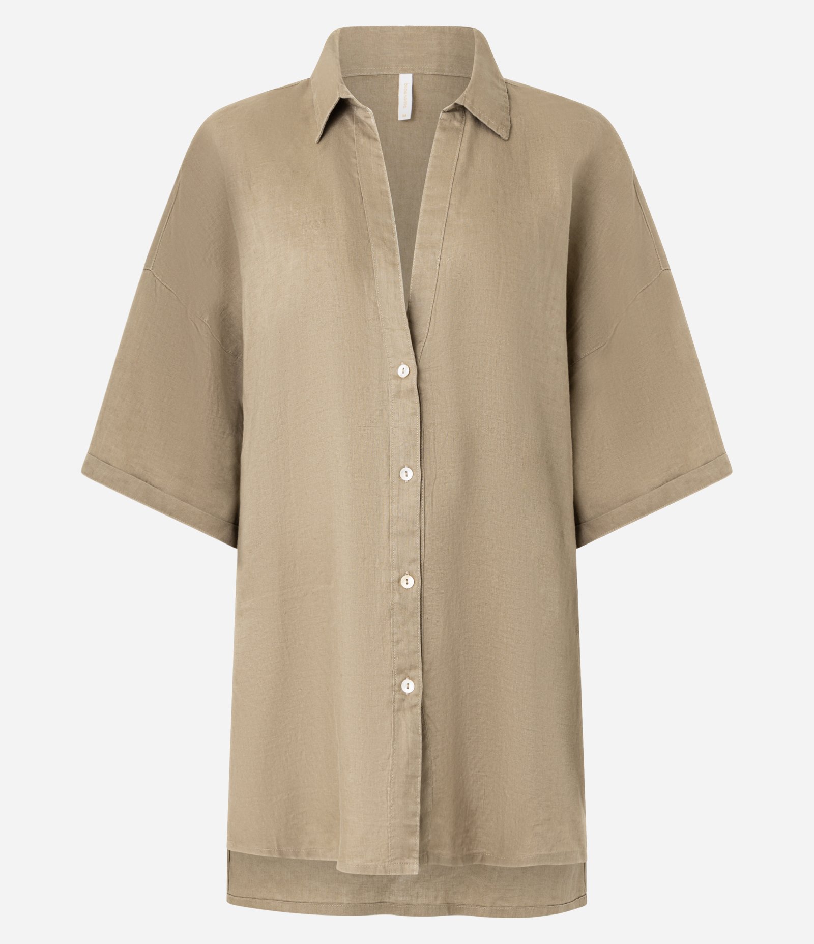 Saída de Praia Camisa em Linho Puro com Barra Mullet Verde 6