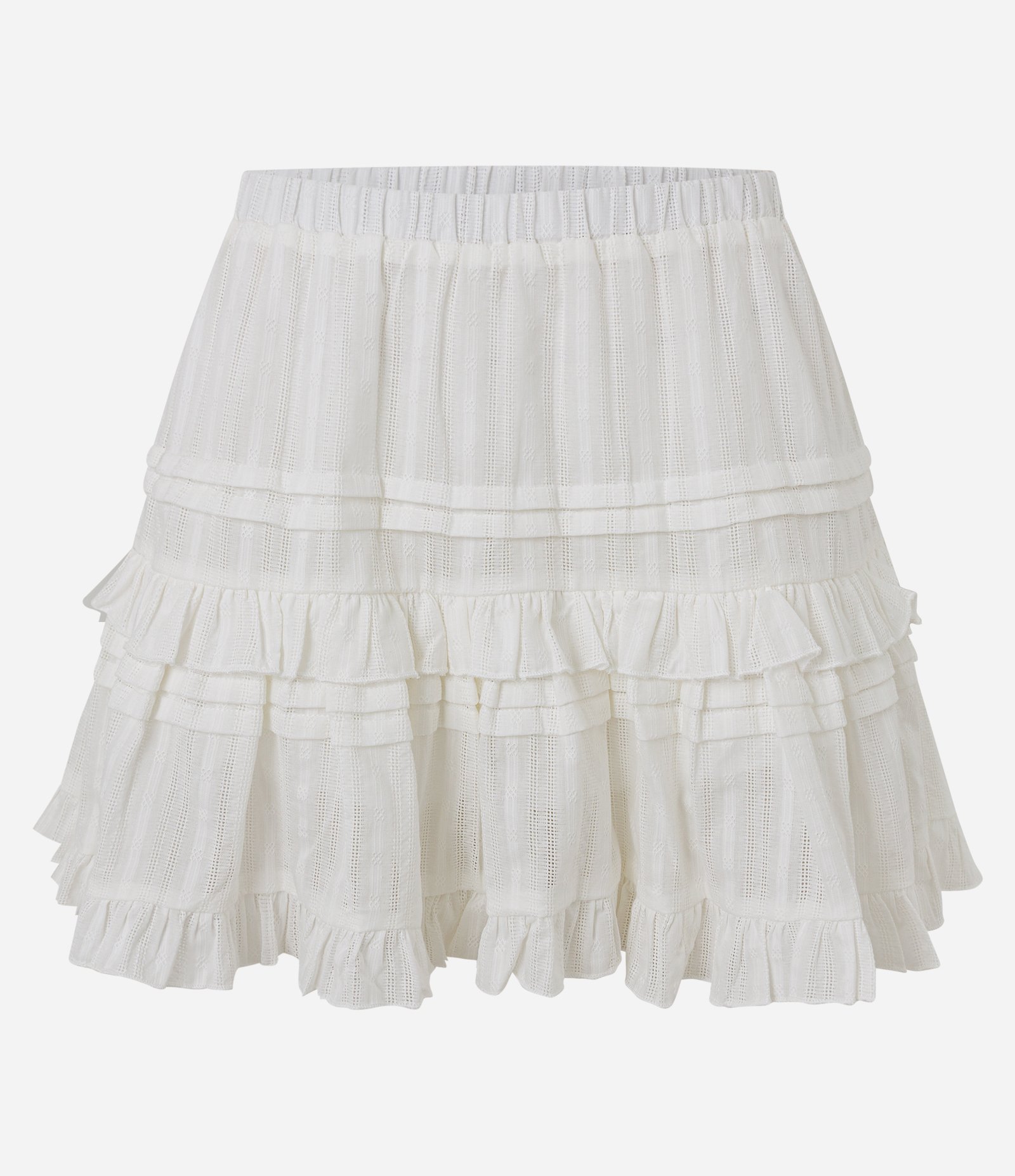 Saia Curta com Textura e Babados Branco 6