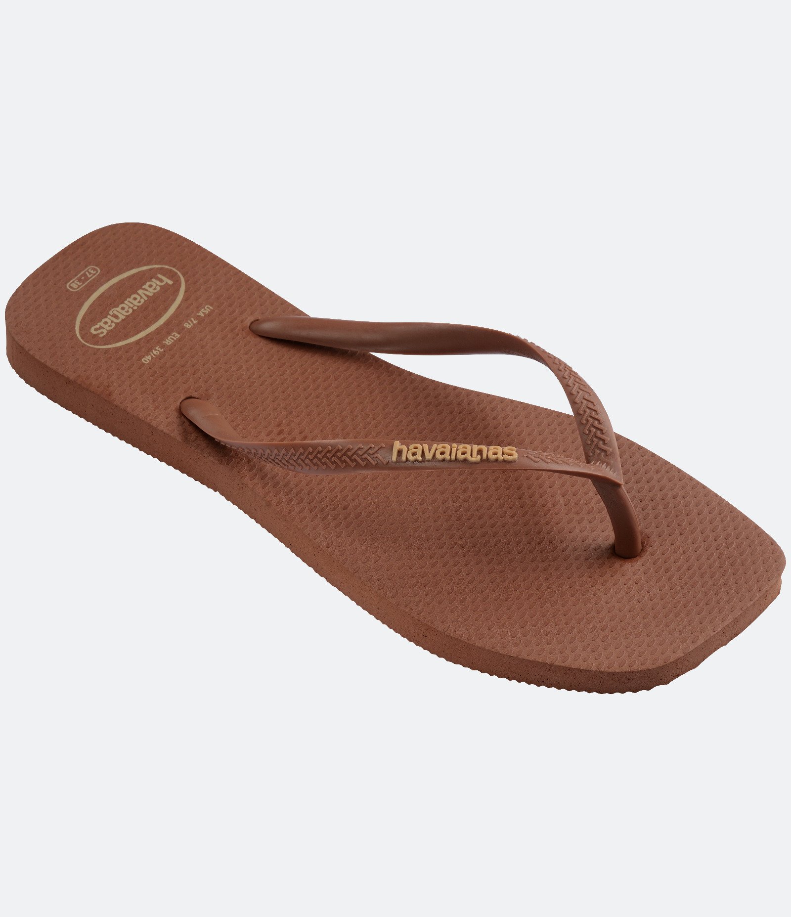 Chinelo Havaianas Slim Square com Bico Quadrado Marrom 2