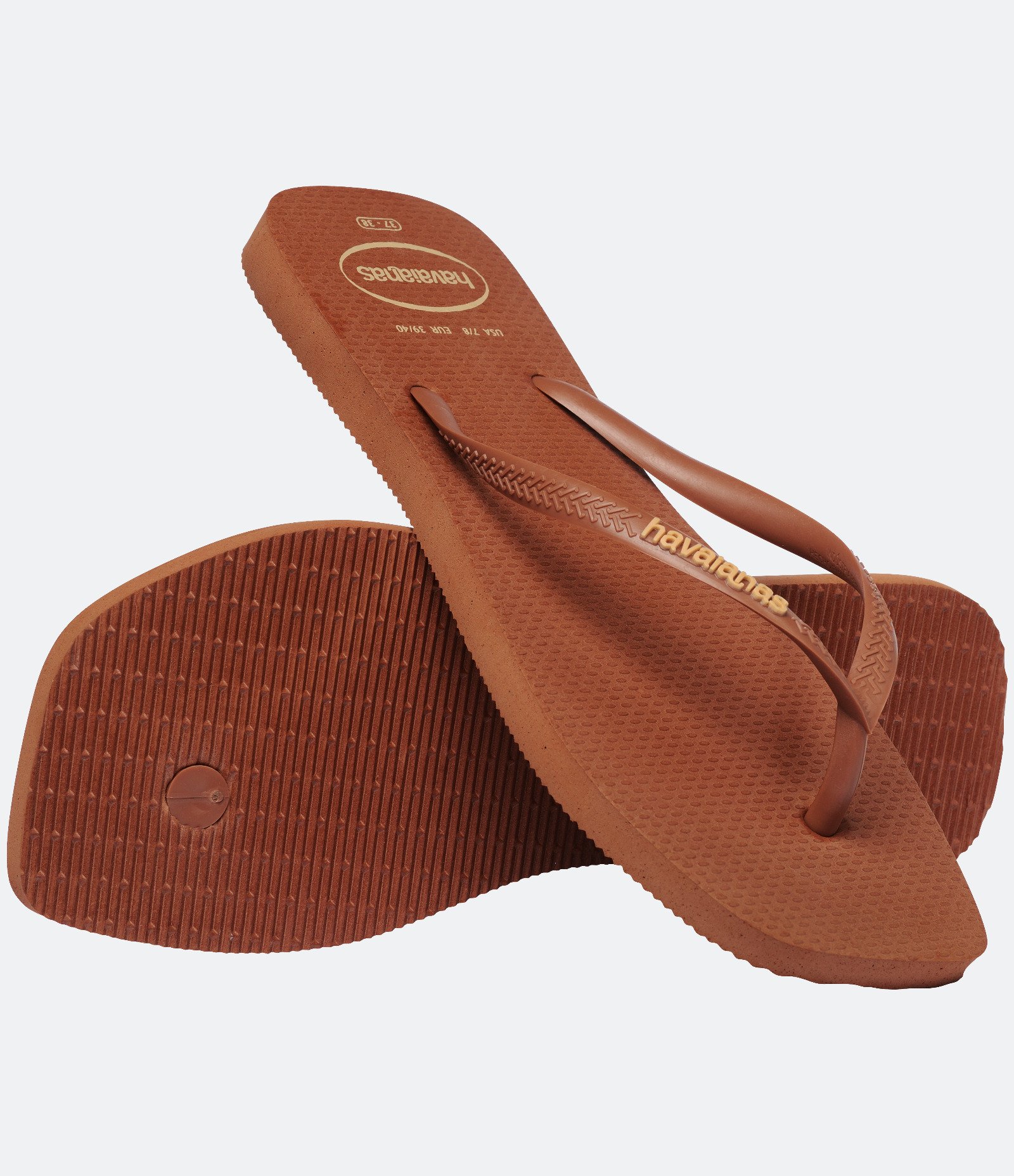 Chinelo Havaianas Slim Square com Bico Quadrado Marrom 4