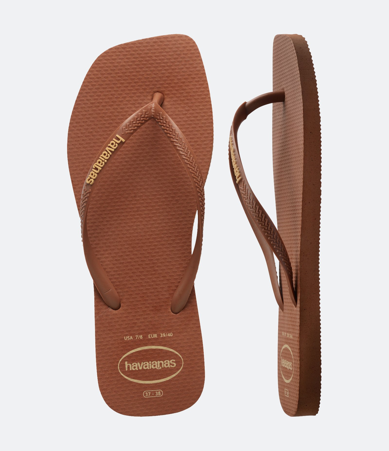 Chinelo Havaianas Slim Square com Bico Quadrado Marrom 5