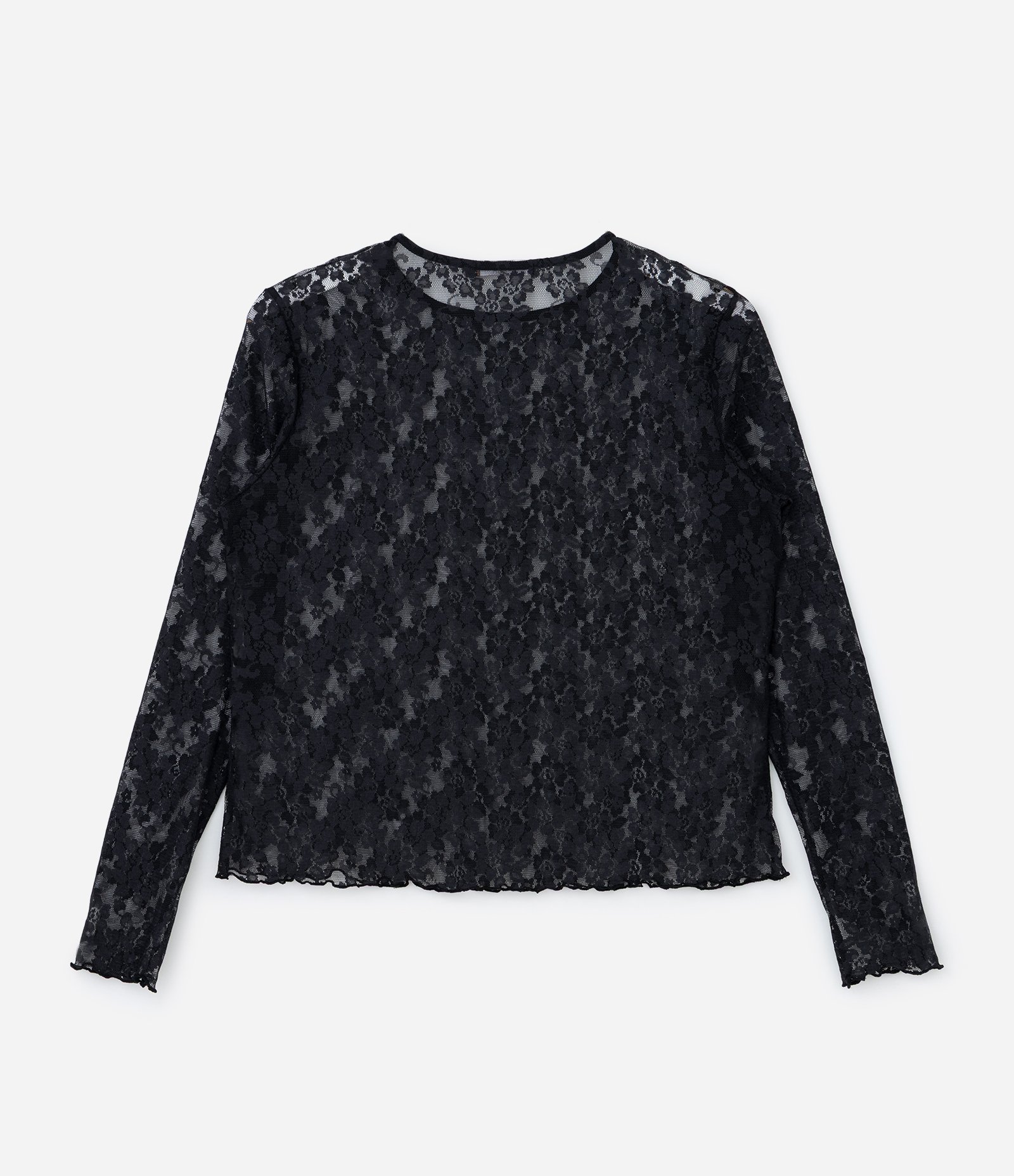 Blusa em Renda Floral com Transparência e Manga Longa Curve & Plus Size Preto 7