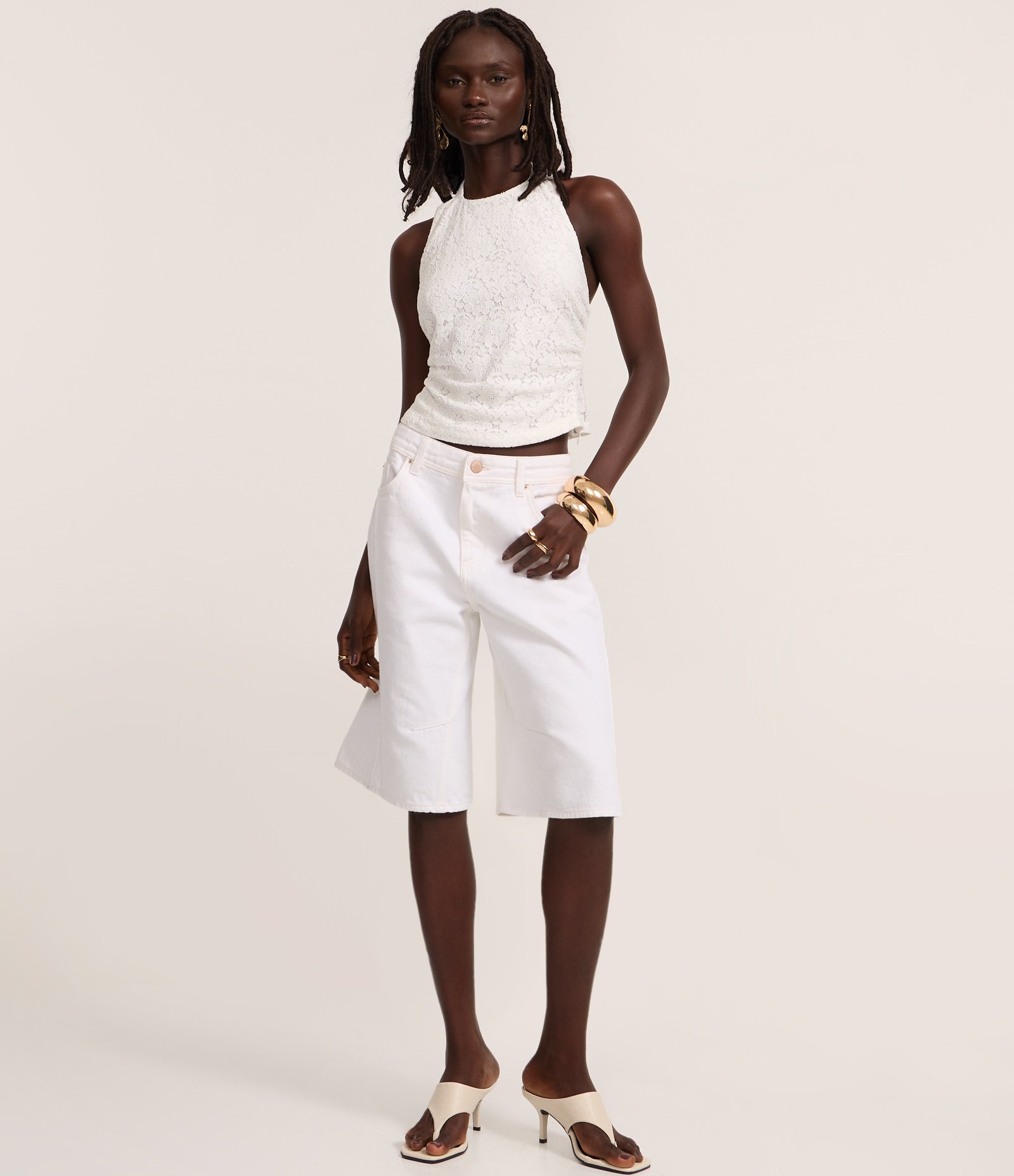 Blusa em Algodão de Renda com Frente Única Branco 2