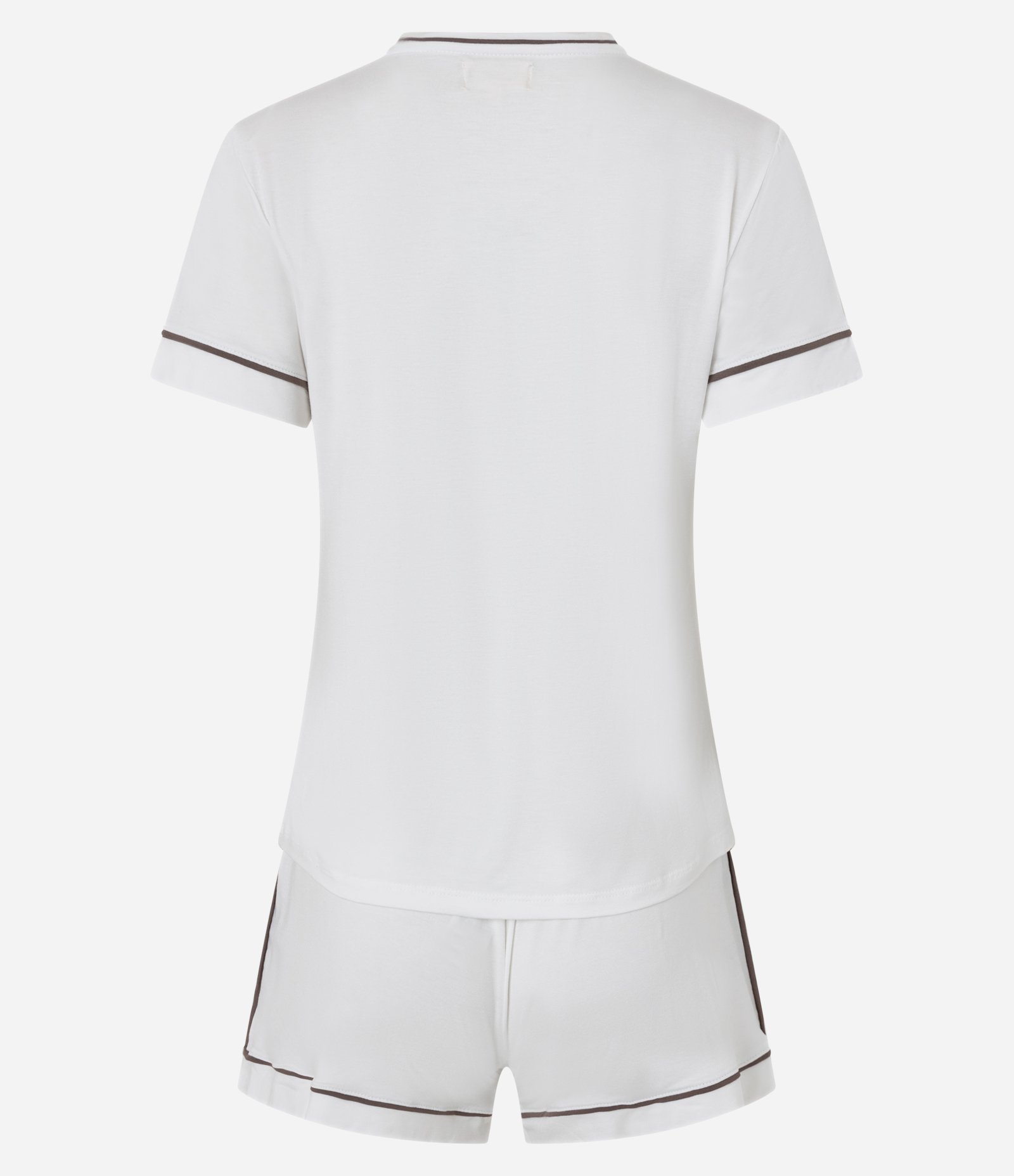 Pijama Short Doll em Viscolycra com Vieses Contrastantes Branco 5