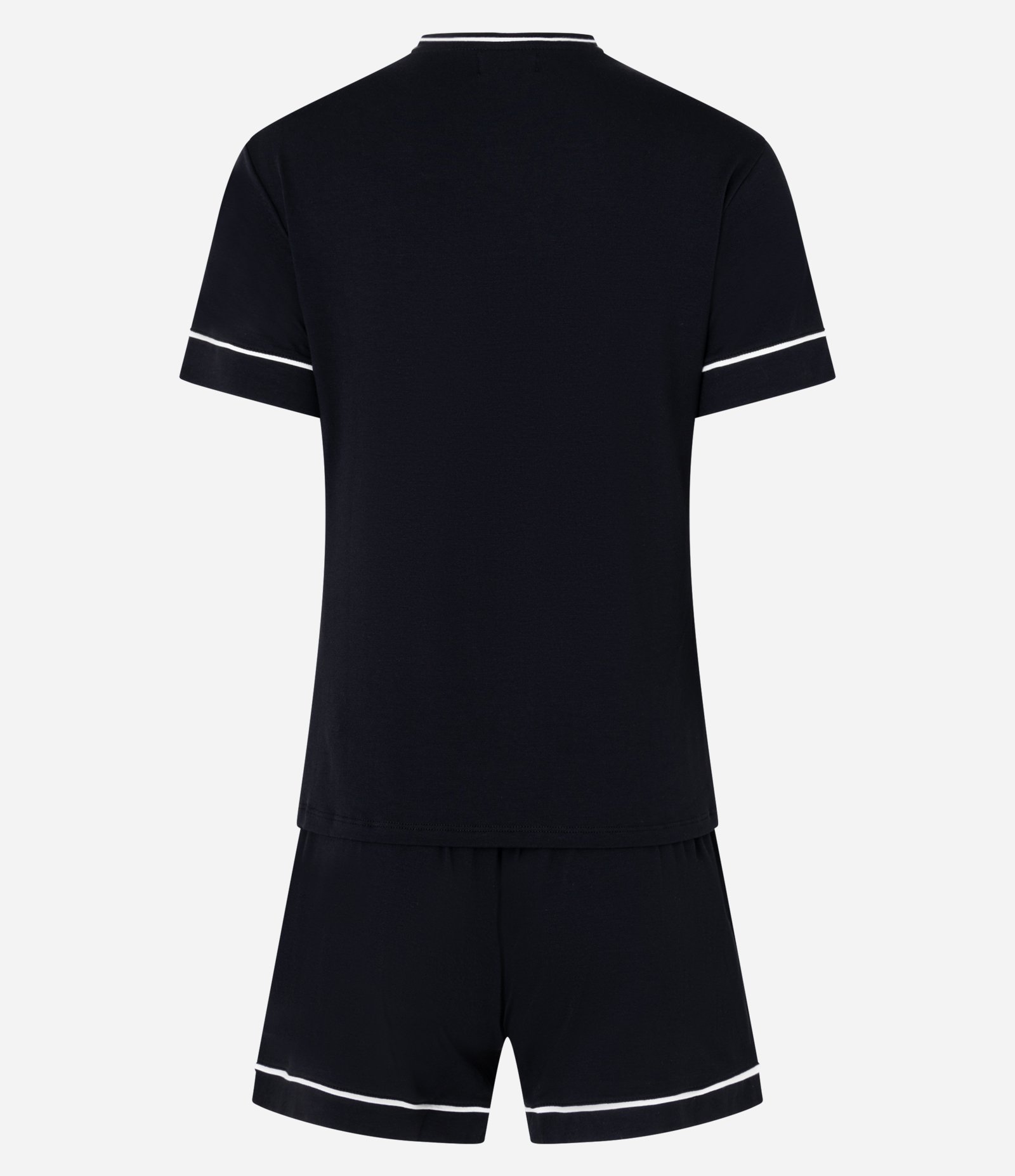 Pijama Short Doll em Viscolycra com Vieses Contrastantes Preto 5