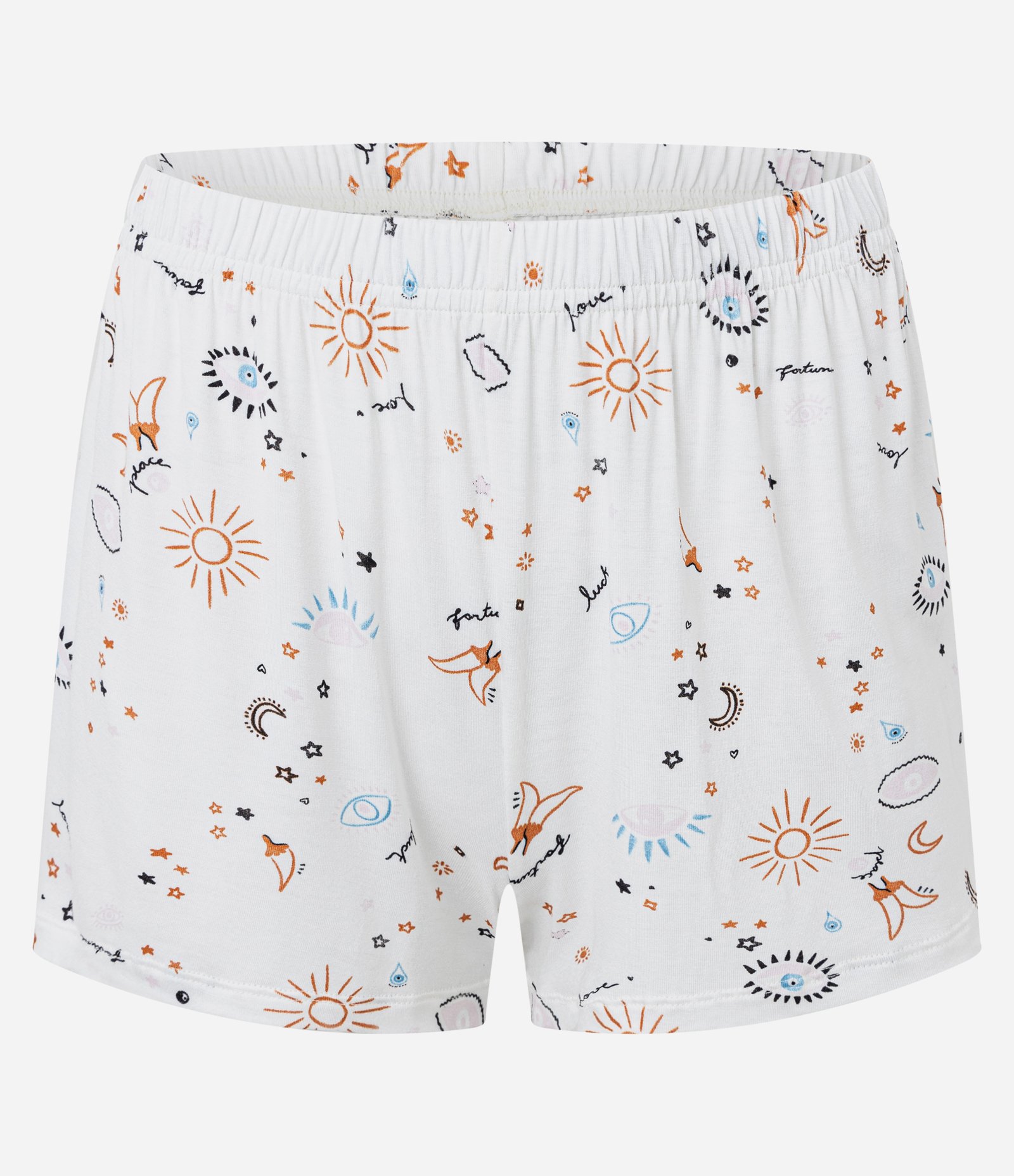 Pijama Short Doll em Ribana com Alcinhas e Short Estampado de Amuletos Azul 8