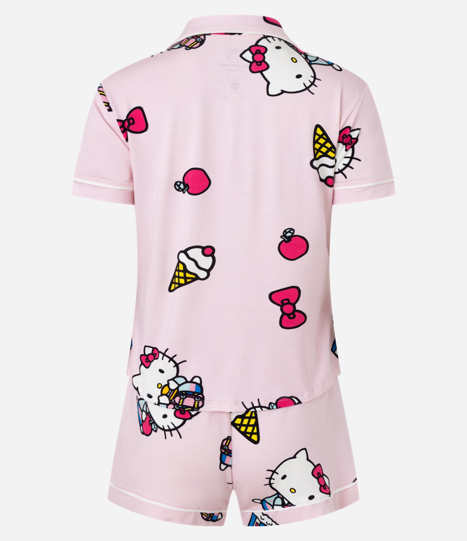 Pijama Short Doll Americano em Viscose com Estampa Hello Kitty Rosa 5