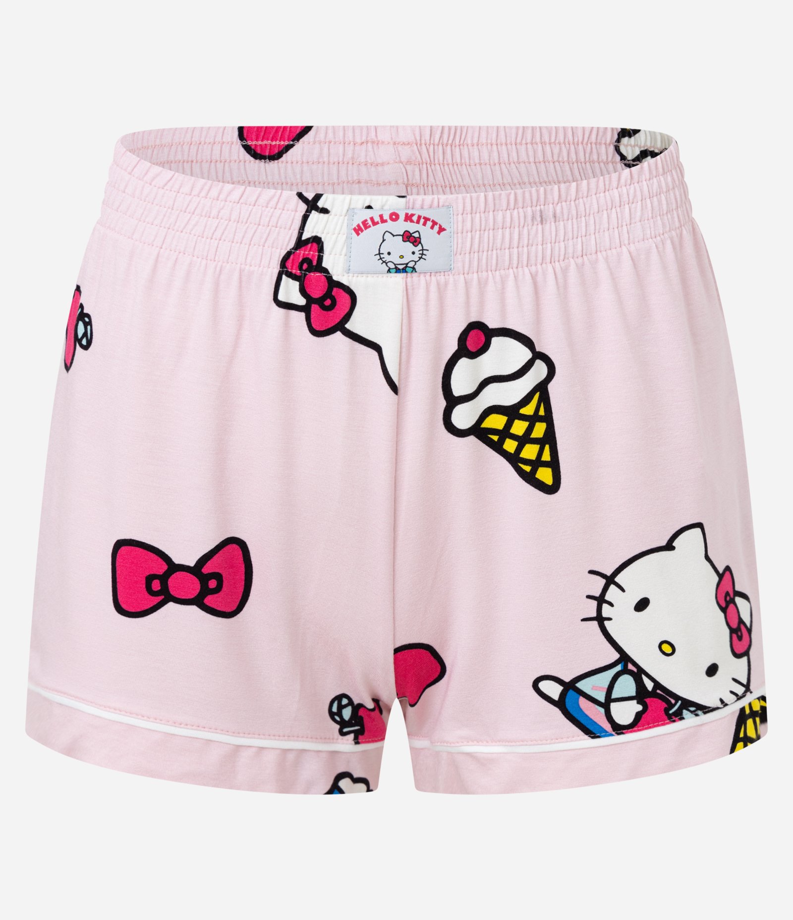 Pijama Short Doll Americano em Viscose com Estampa Hello Kitty Rosa 6