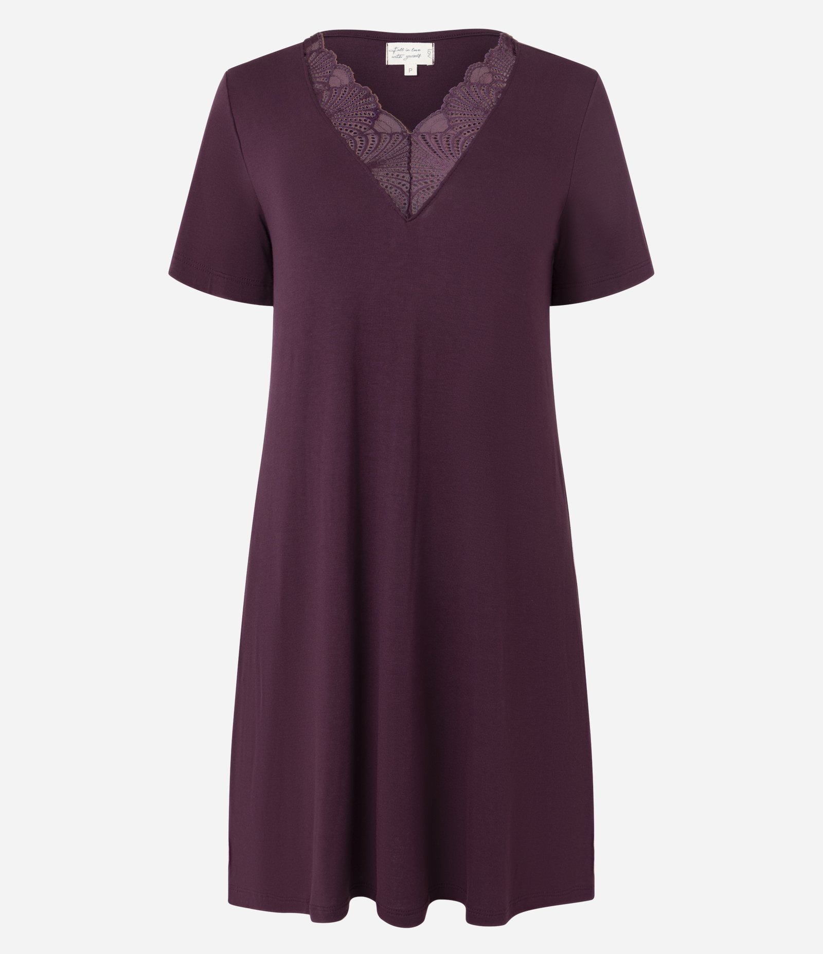 Camisola de Viscose com Decote V em Renda Roxo 3