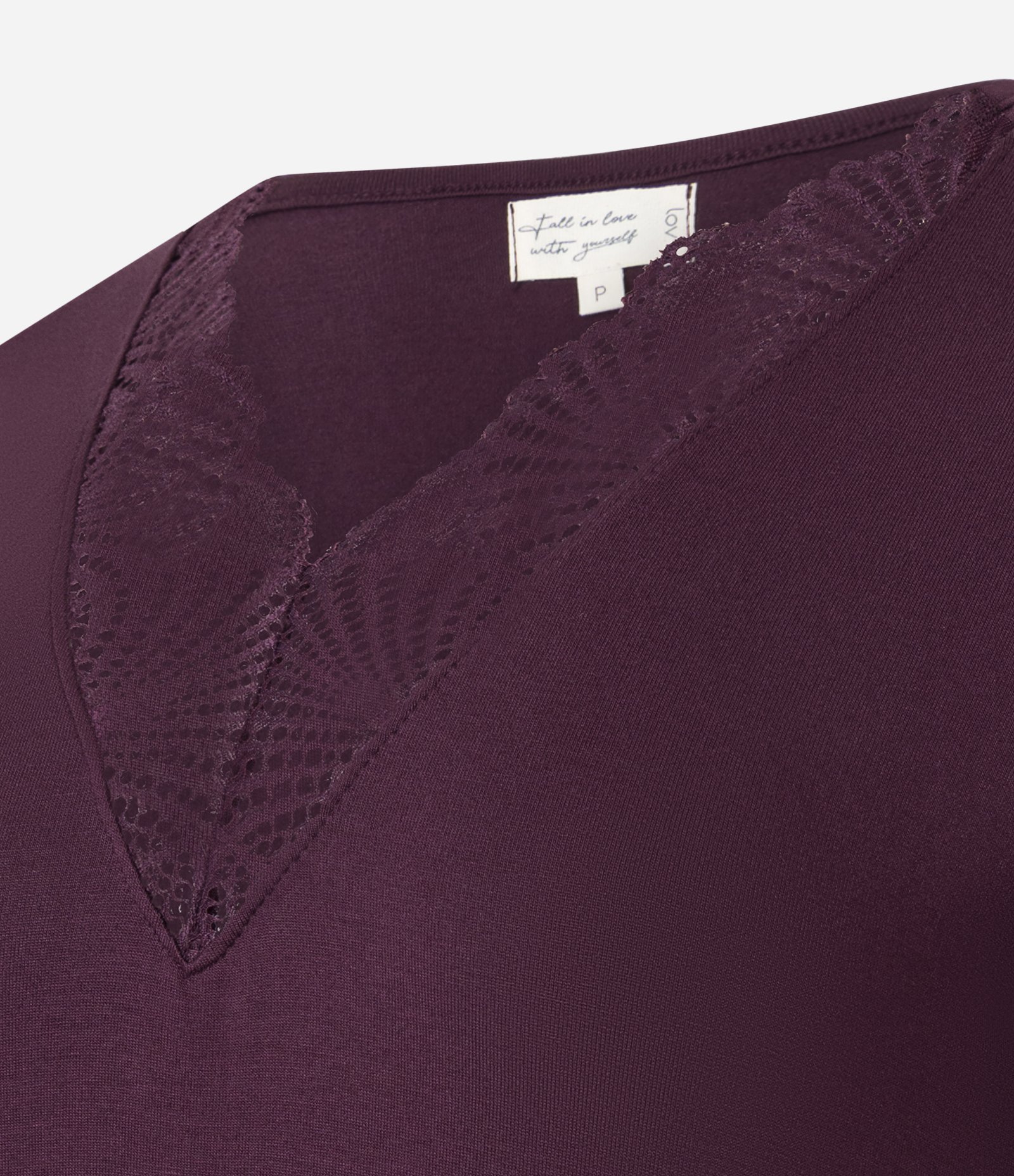Camisola de Viscose com Decote V em Renda Roxo 4