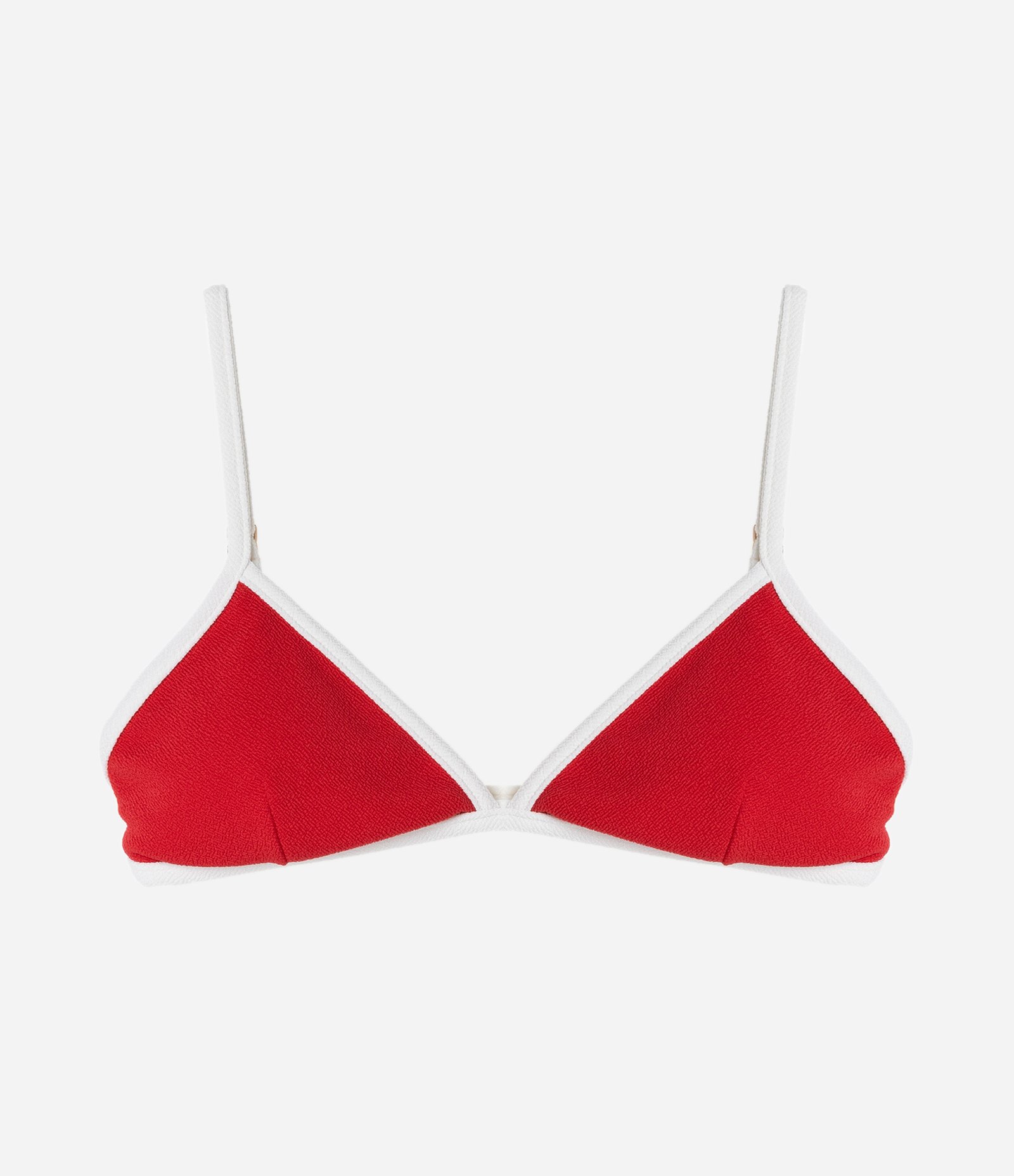 Biquíni Top Triângulo Fixo Texturizado e com Viés Contrastante Vermelho 6