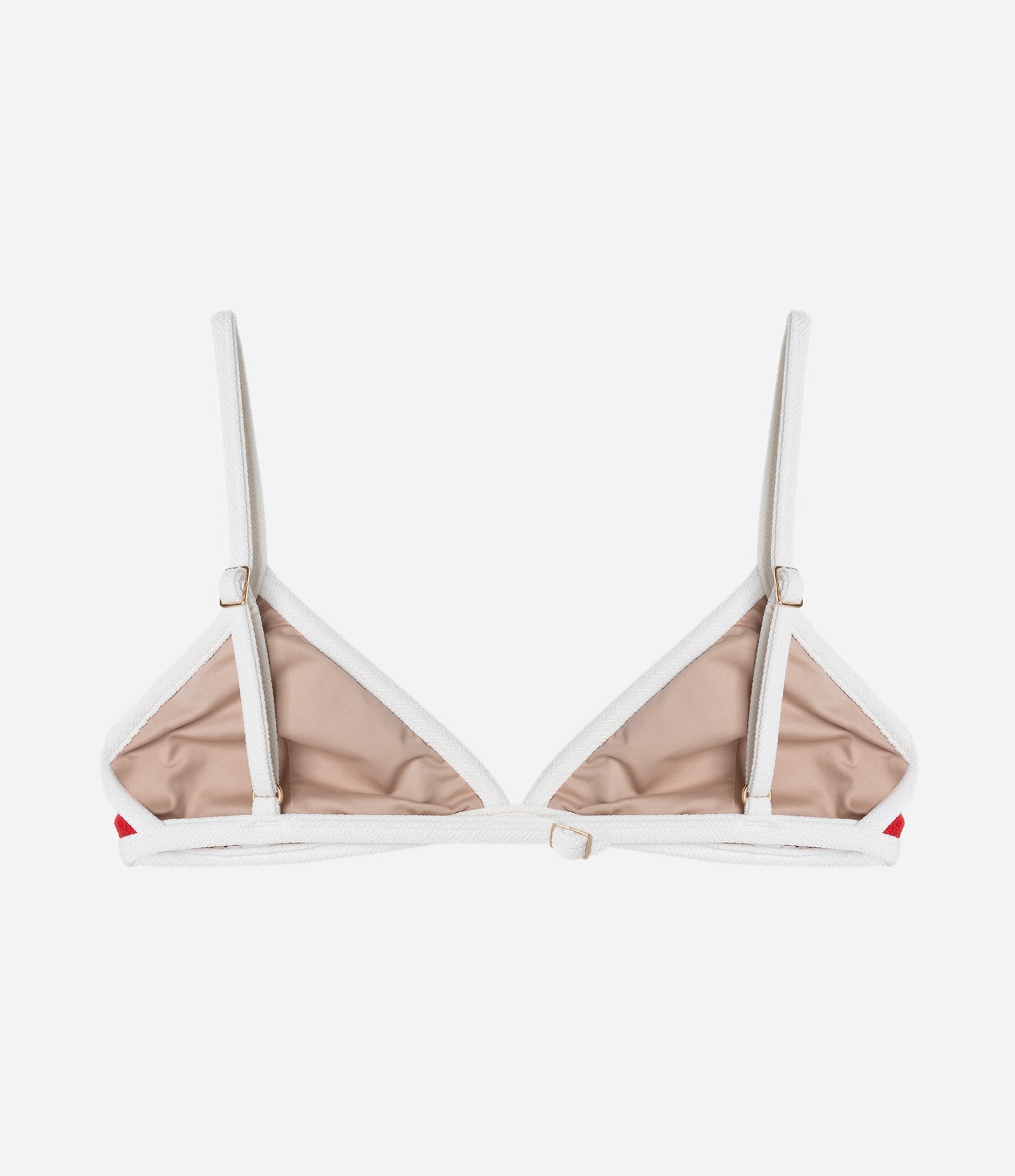 Biquíni Top Triângulo Fixo Texturizado e com Viés Contrastante Vermelho 7
