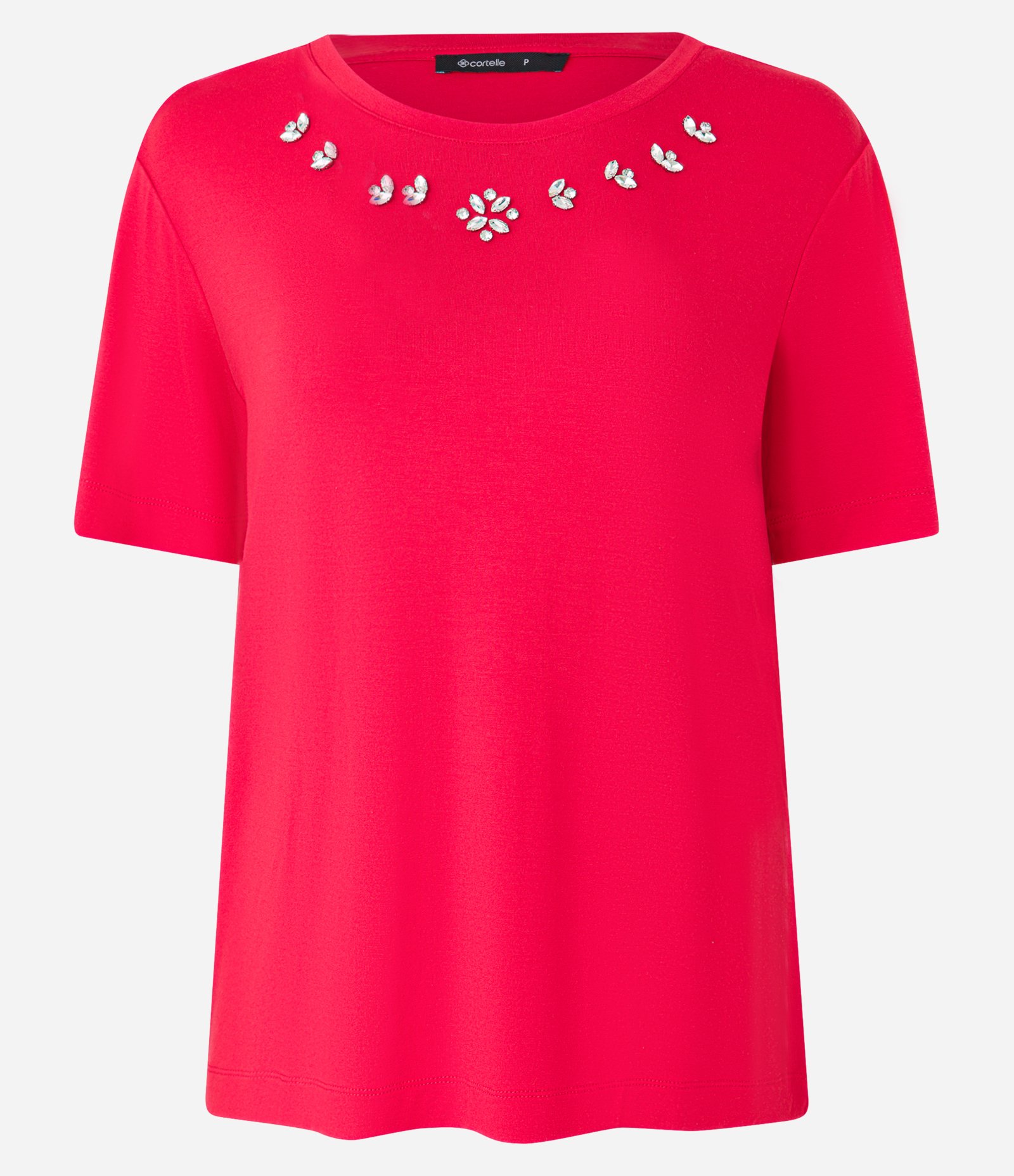 Camiseta T-shirt em Viscose com Aplicação de Strass Vermelho 5