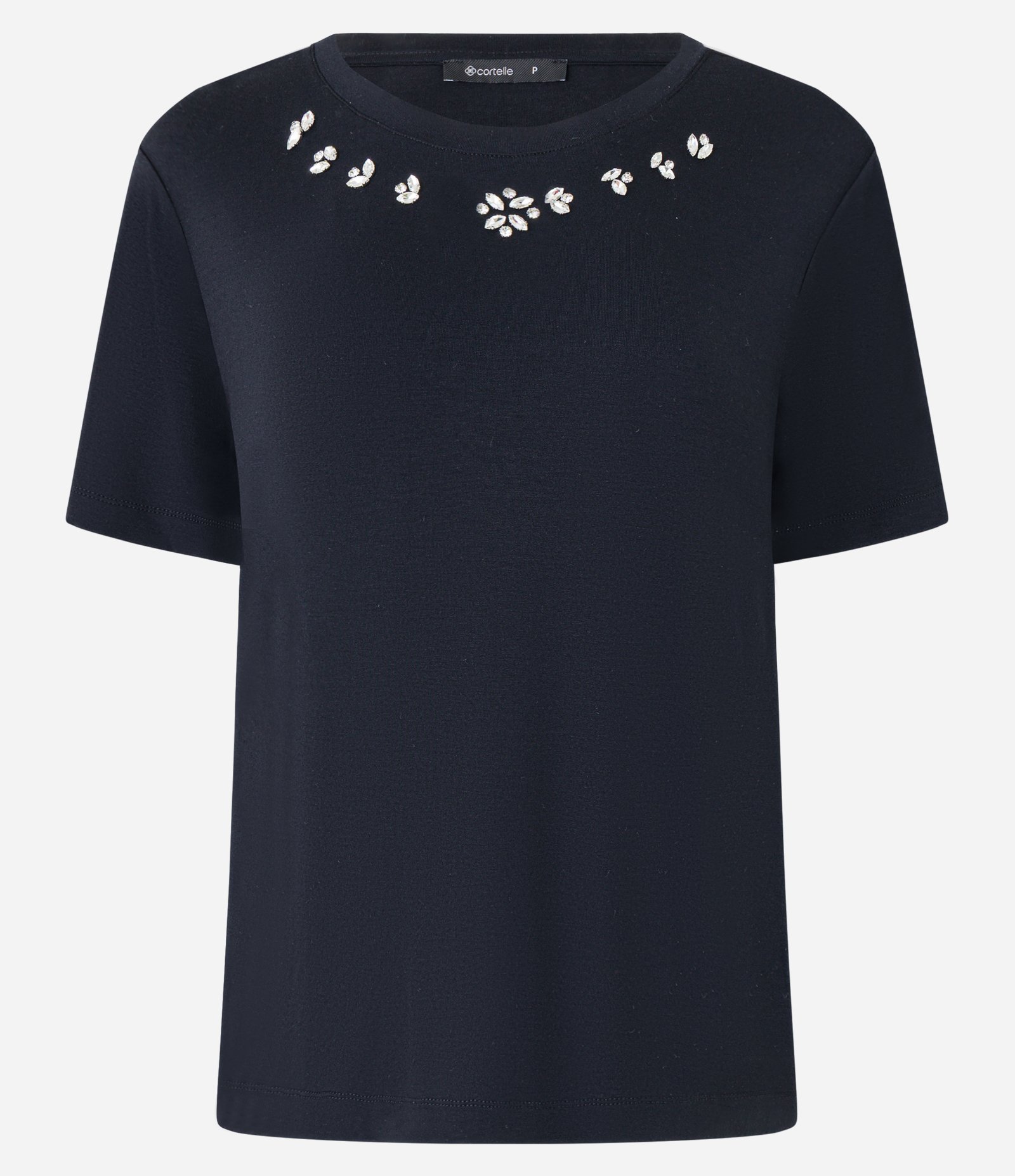 Camiseta T-Shirt em Viscose com Aplicação de Strass Preto 4