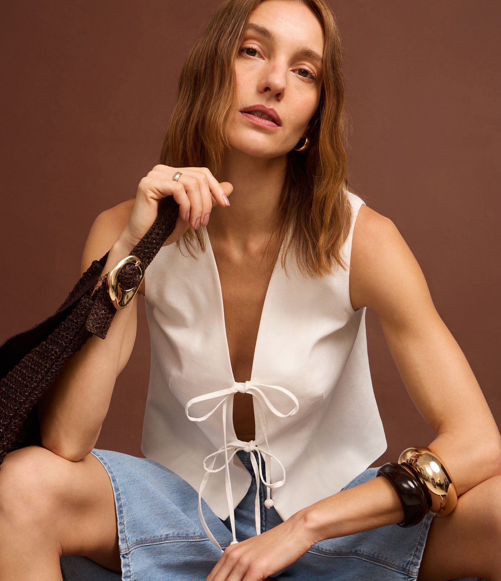 Colete em Viscolinho com Amarração Frontal Branco 7