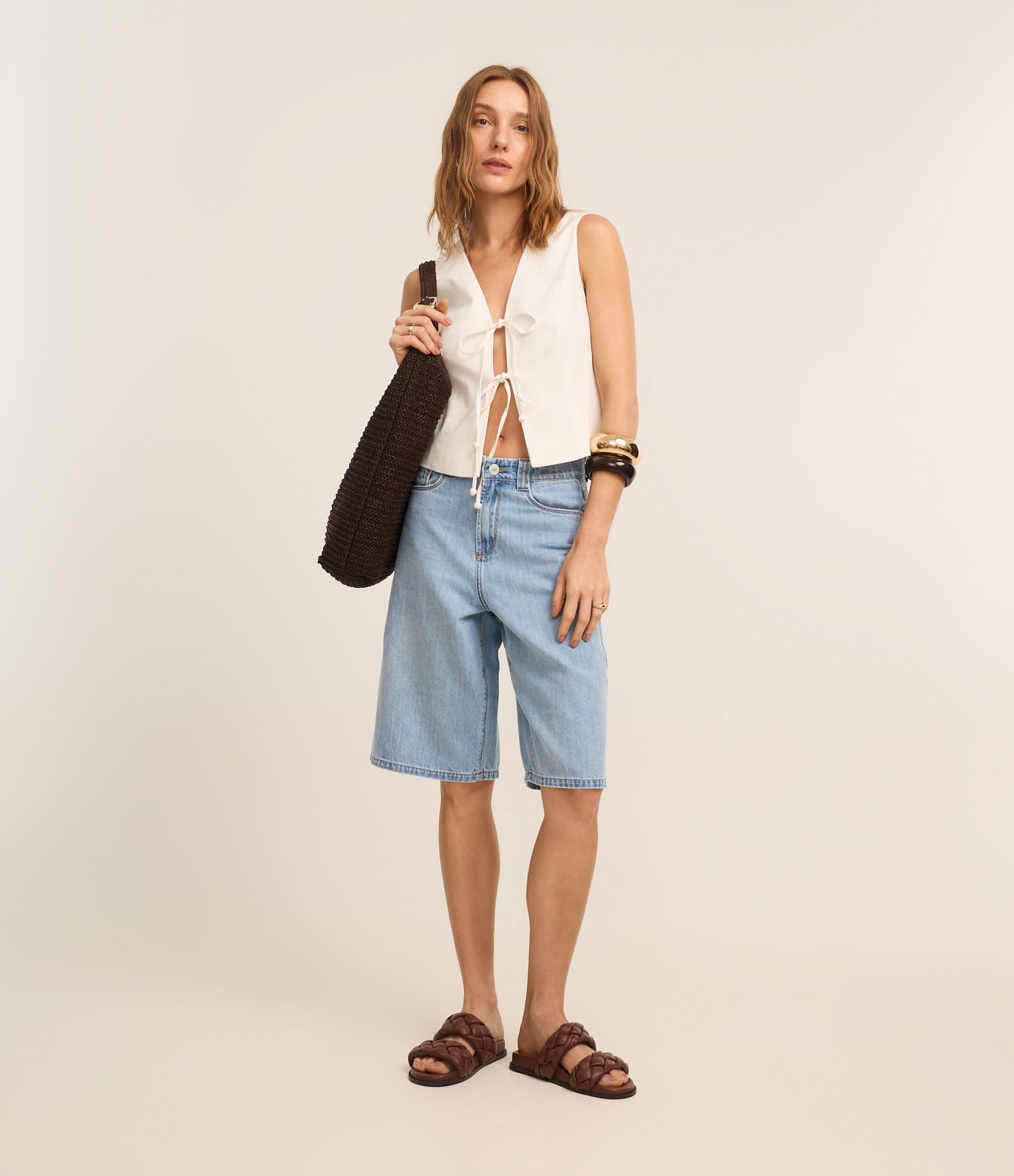 Colete em Viscolinho com Amarração Frontal Branco 3