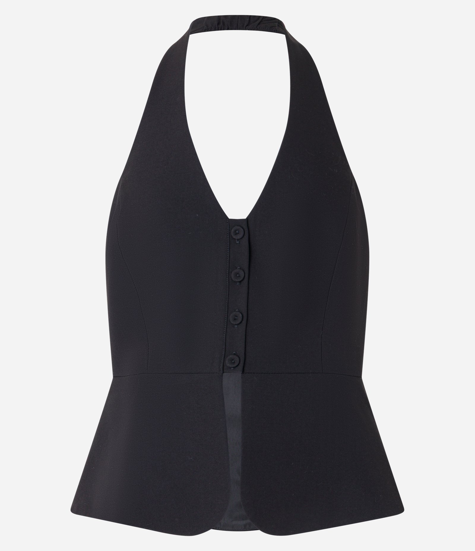 Colete Peplum Frente Única Alfaiatado com Botões Preto 5
