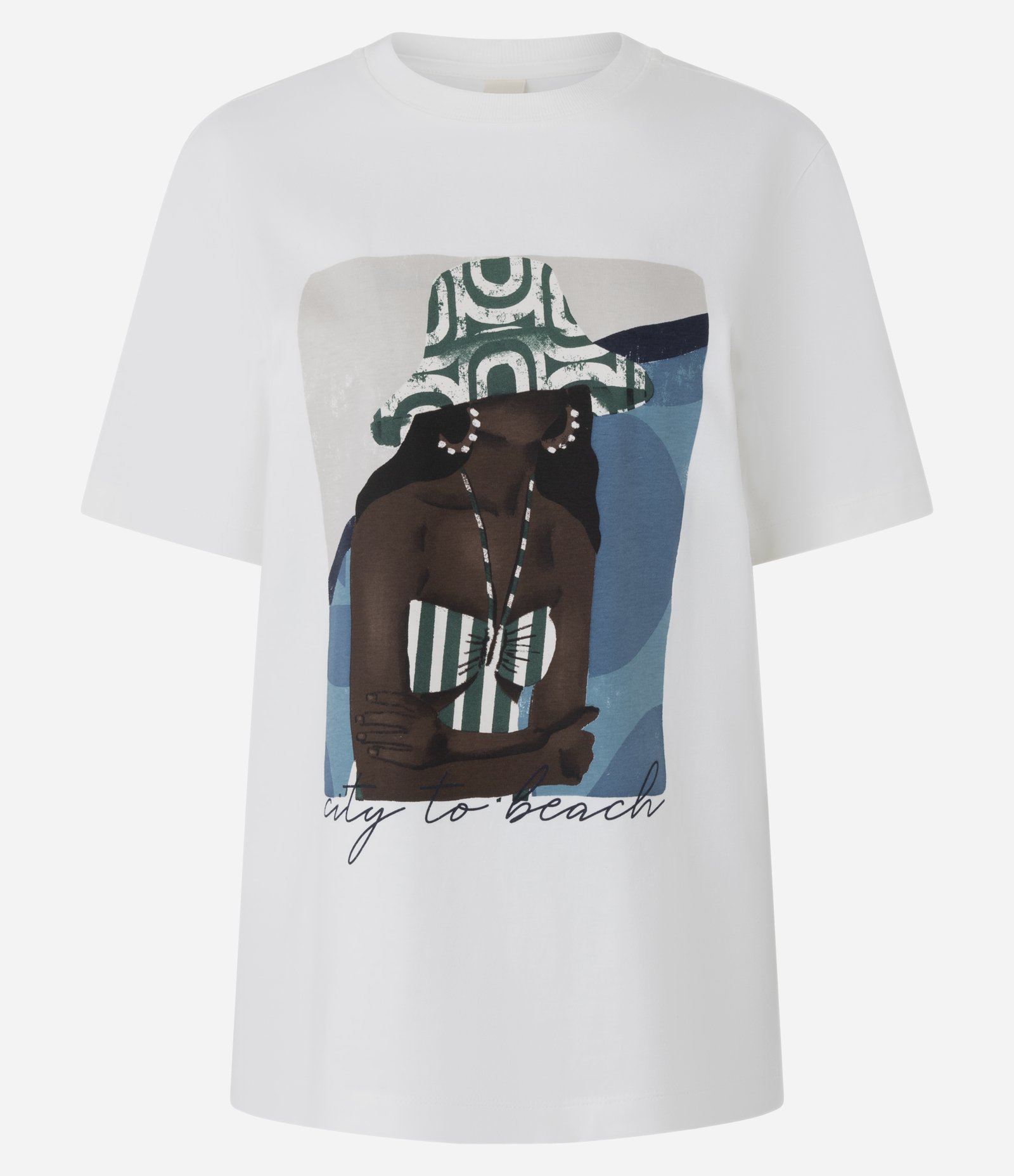 Blusa em Algodão com Estampa Mulher de Roupa de Praia Branco 5