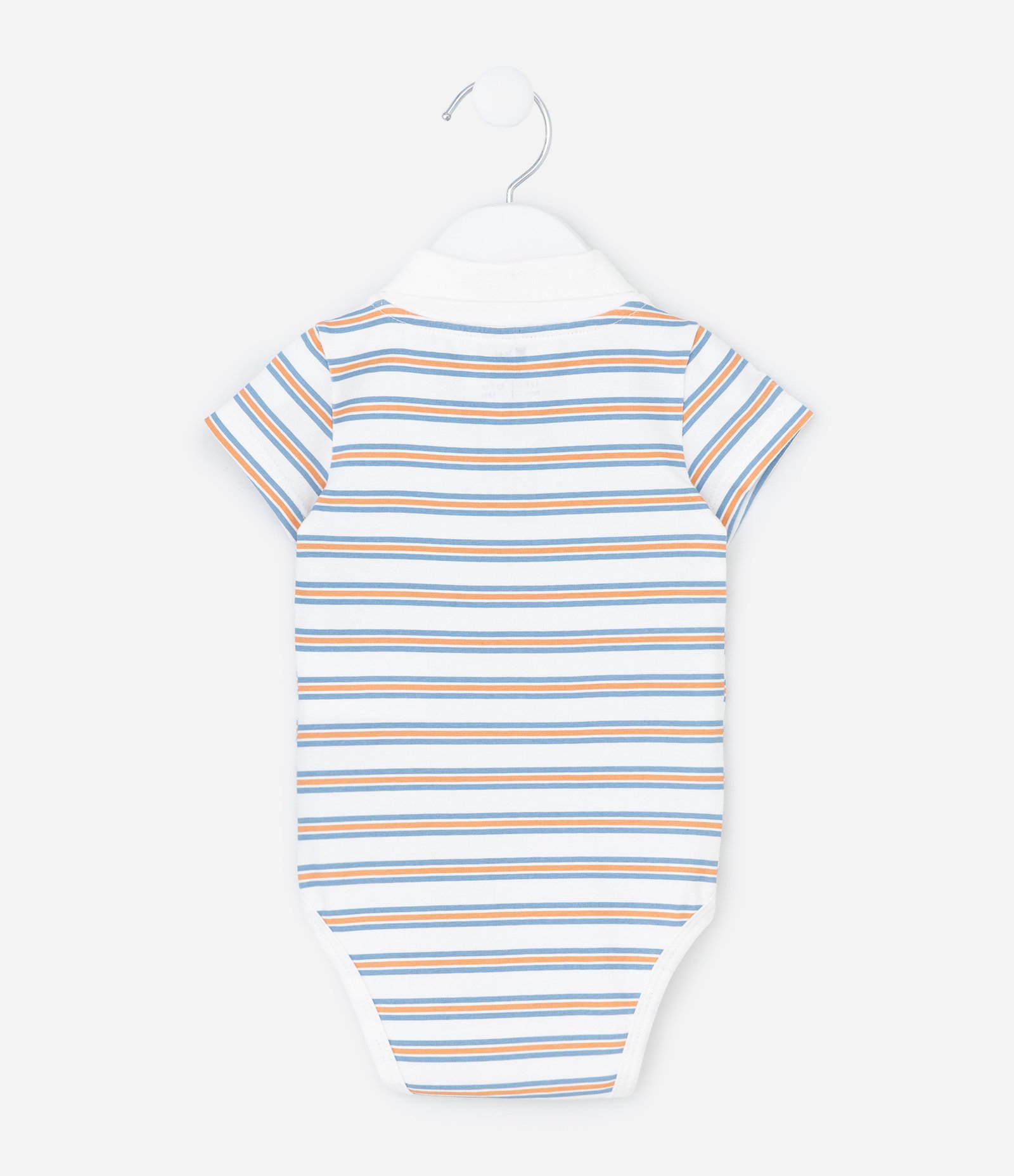 Body Infantil com Gola Polo e Estampa Listrada - Tam RN a 18 meses Multicores 2