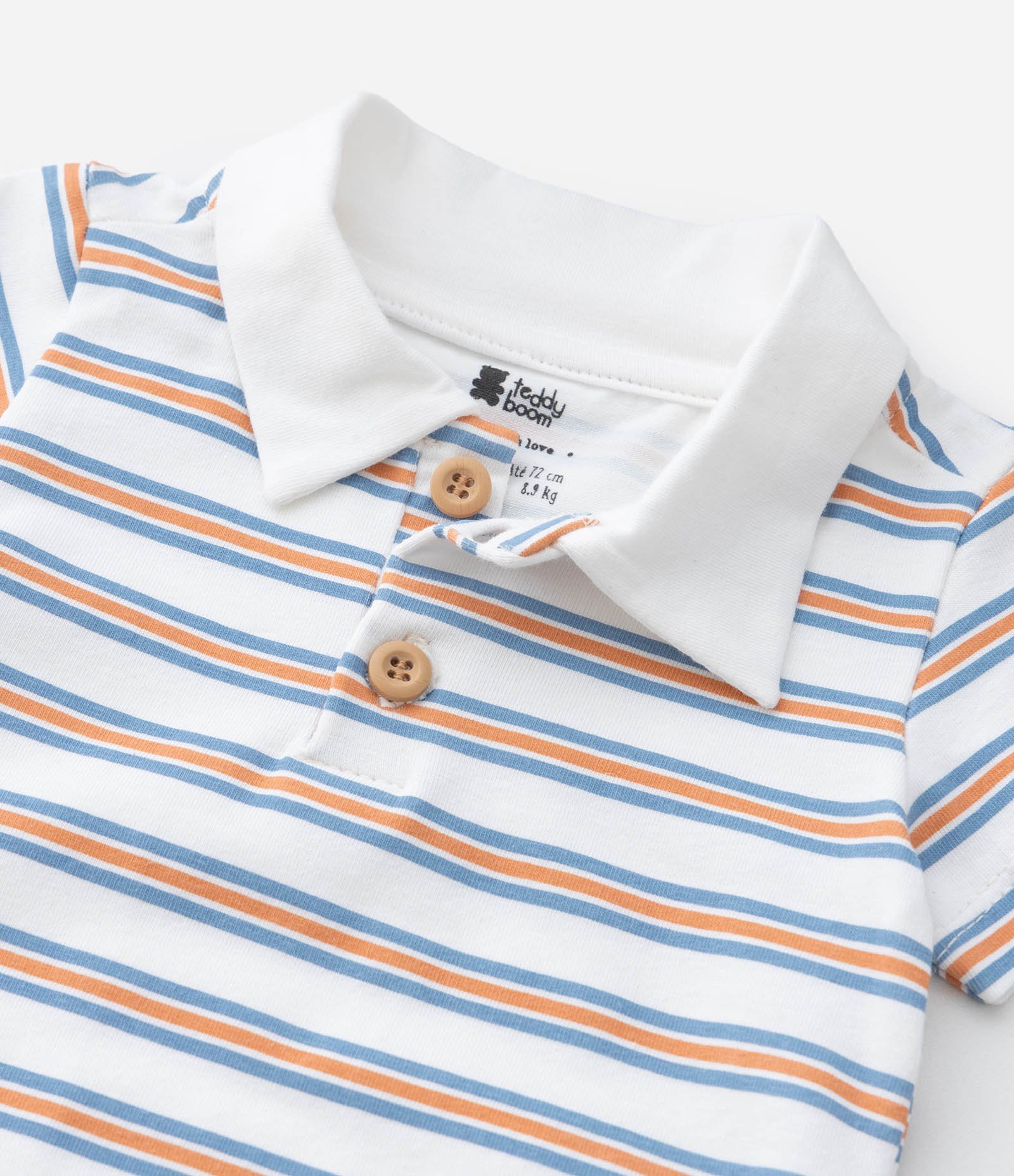 Body Infantil com Gola Polo e Estampa Listrada - Tam RN a 18 meses Multicores 5