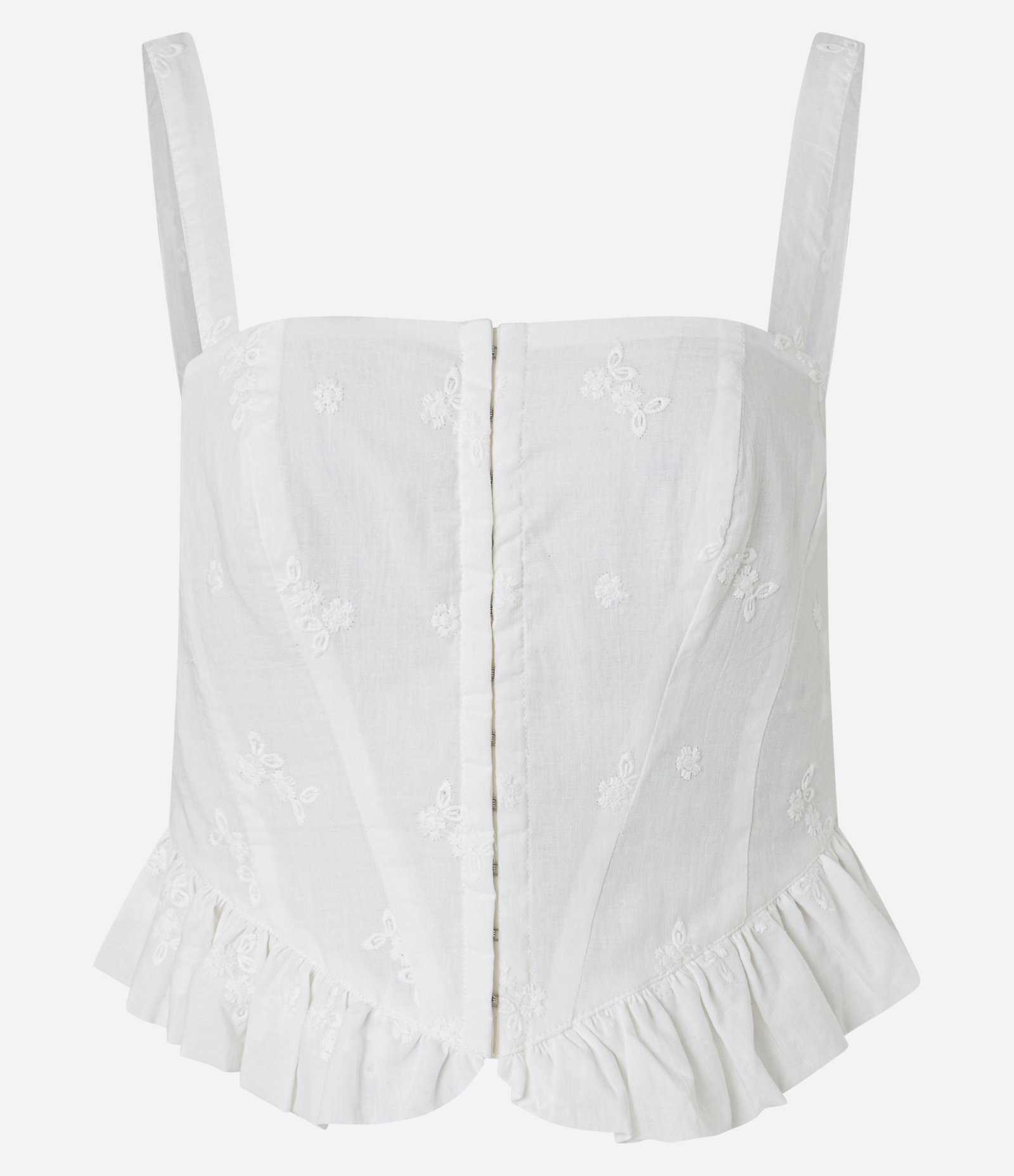 Blusa Corset em Laise com Bordado de Flores Branco 6