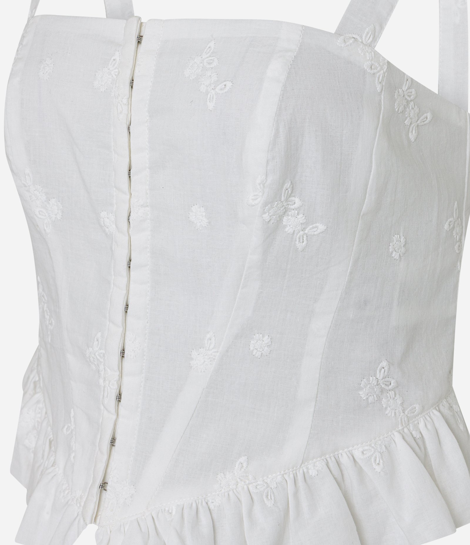 Blusa Corset em Laise com Bordado de Flores Branco 7