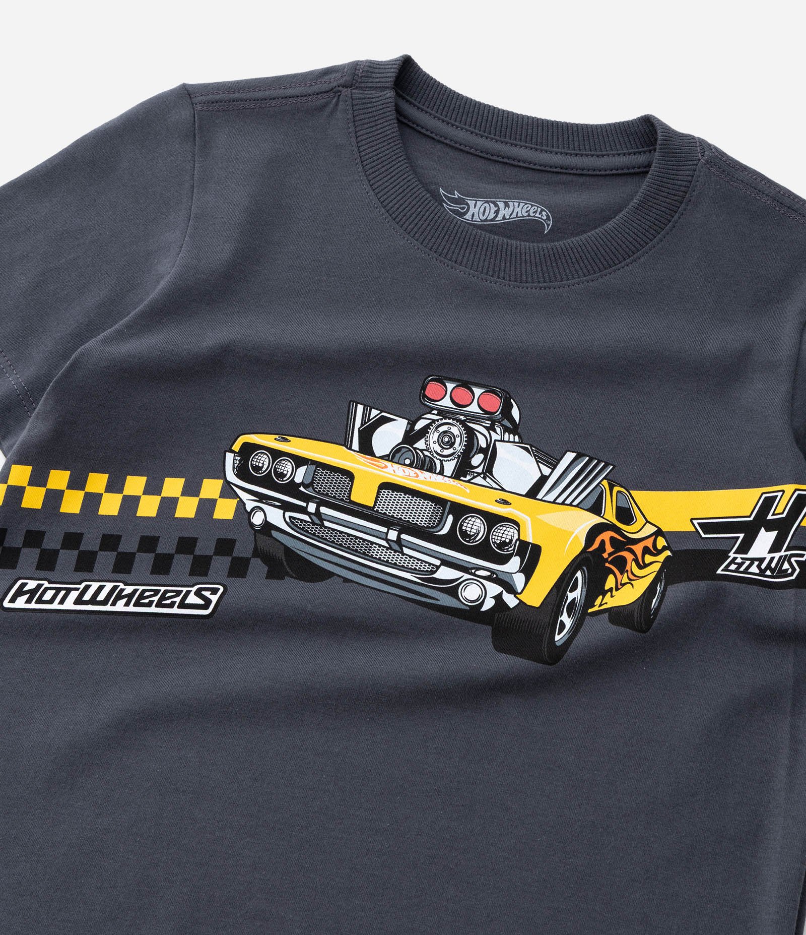 Camiseta Infantil com Estampa Hot Wheels - Tam 4 a 12 Anos Cinza 5