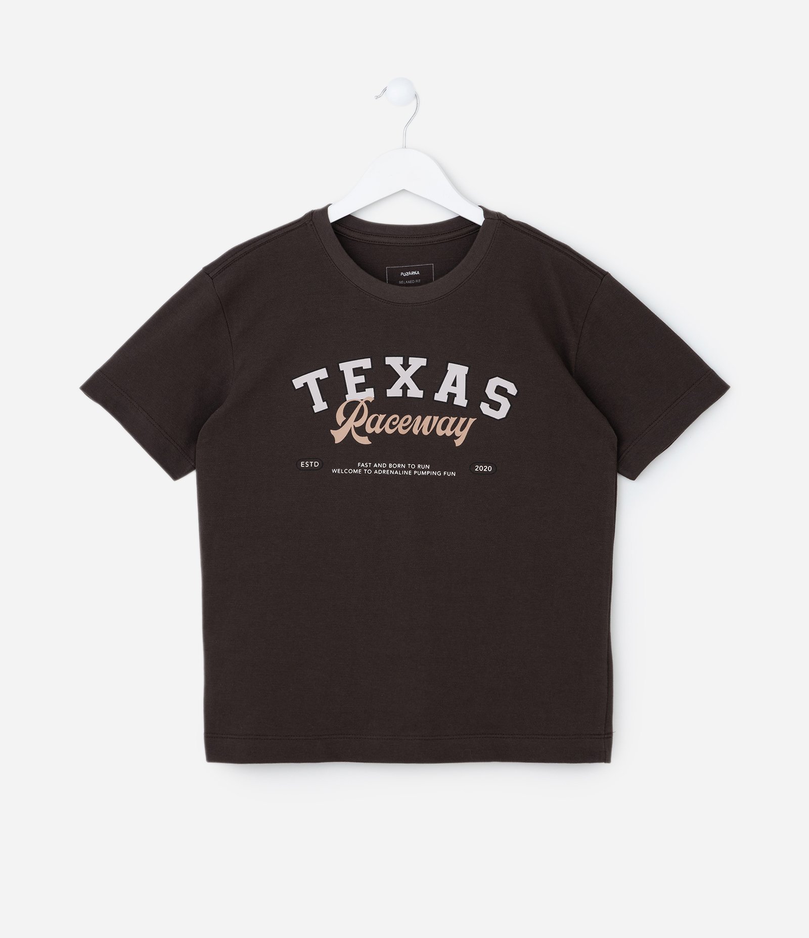 Camiseta Infantil com Lettering Texas Raceway - Tam 5 a 14 Anos Marrom 1