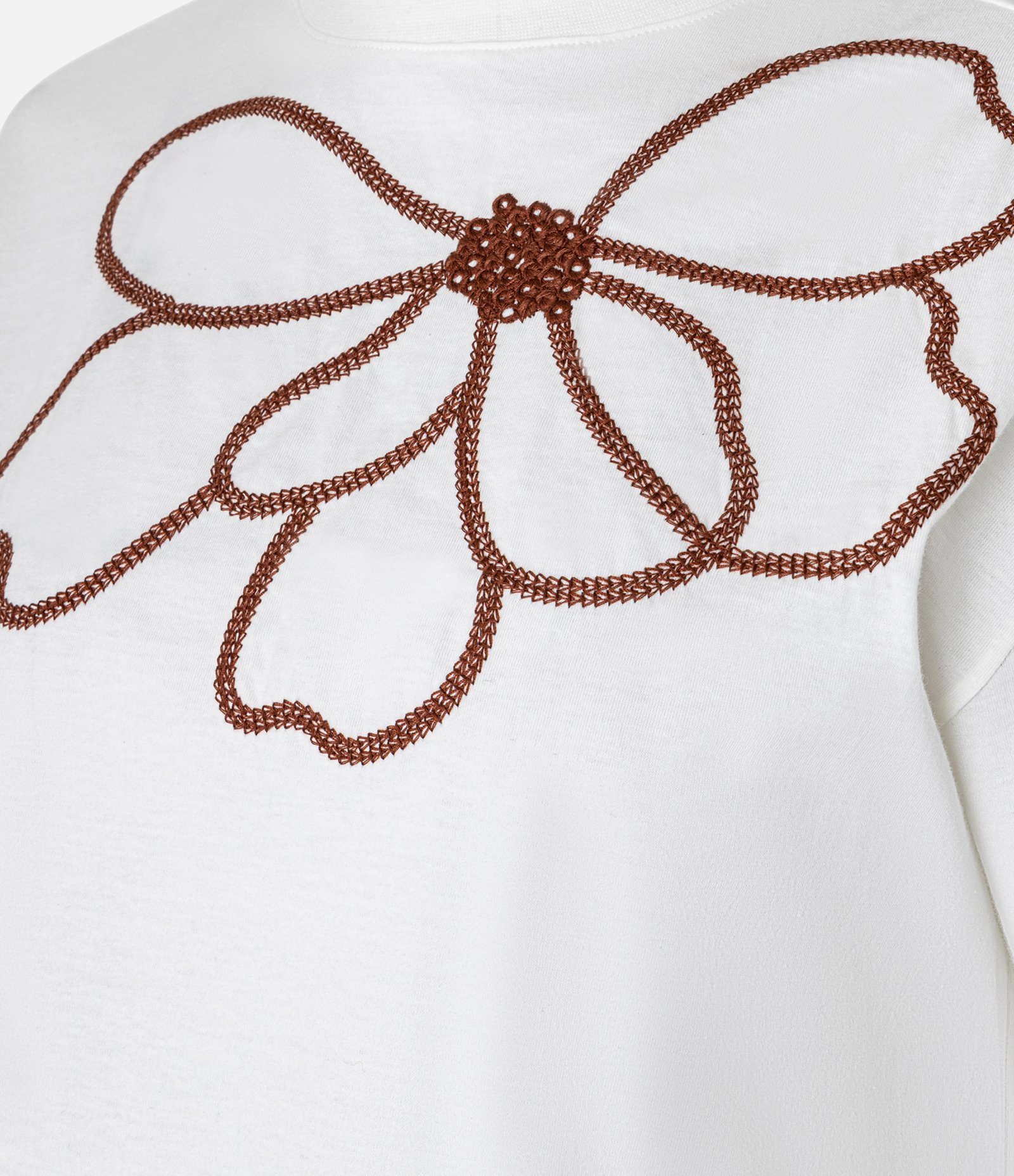 Blusa Boxy em Algodão com Bordado Floral Off White 6