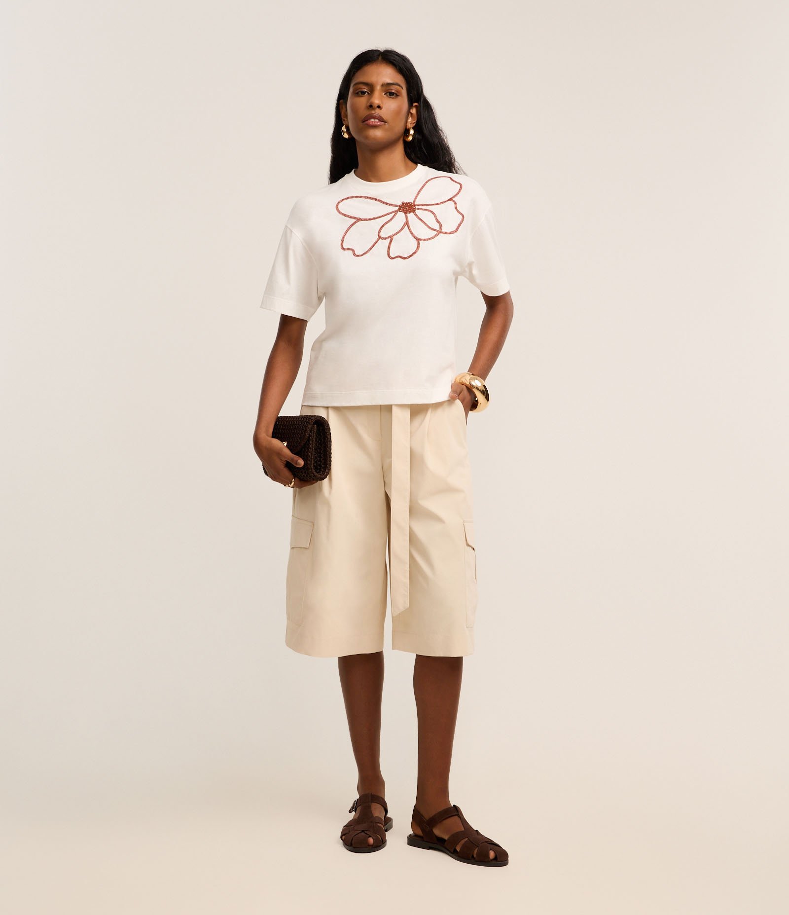 Blusa Boxy em Algodão com Bordado Floral Off White 2