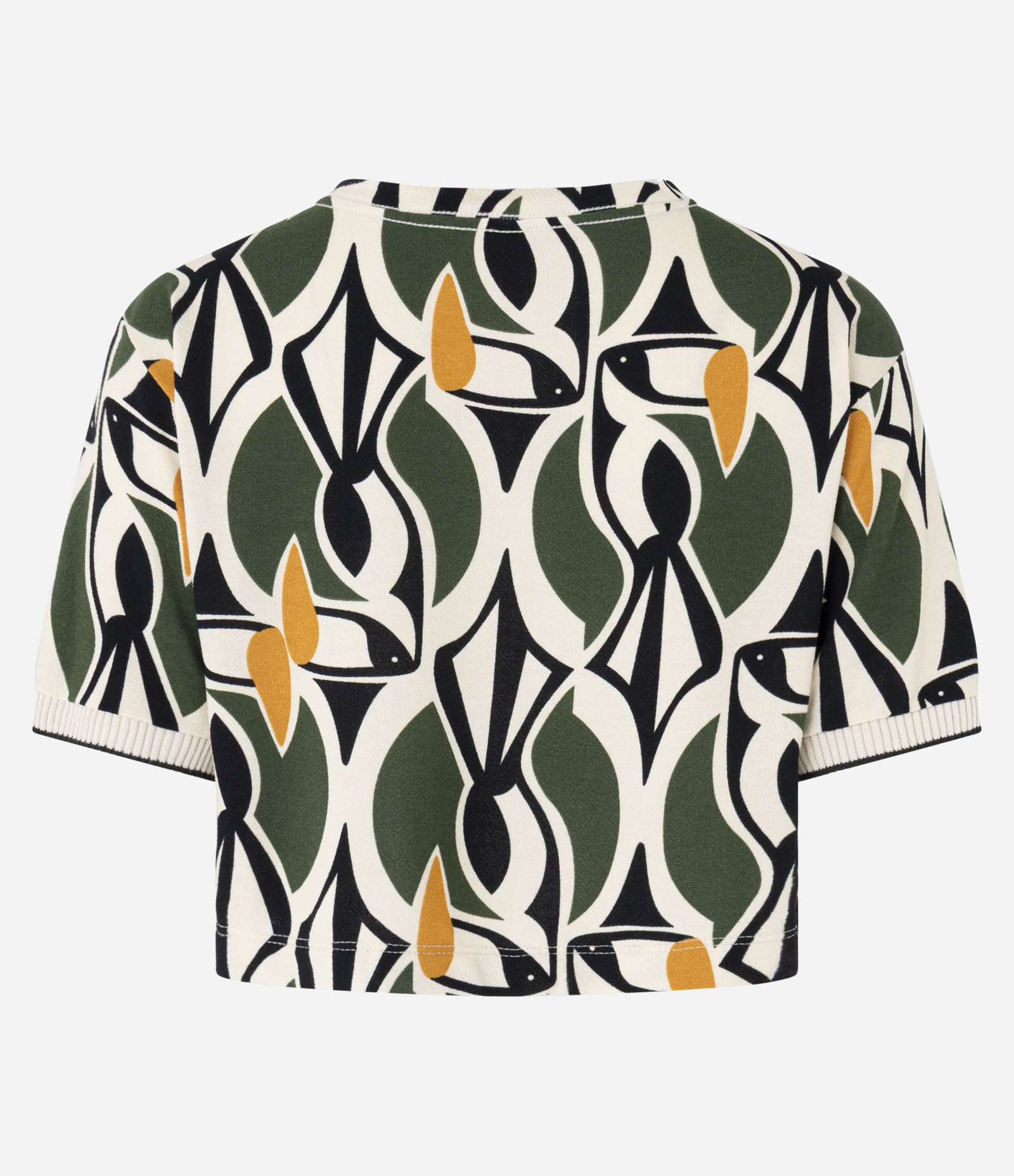 Blusa Cropped em Crepe com Estampa Geométrica Verde 6