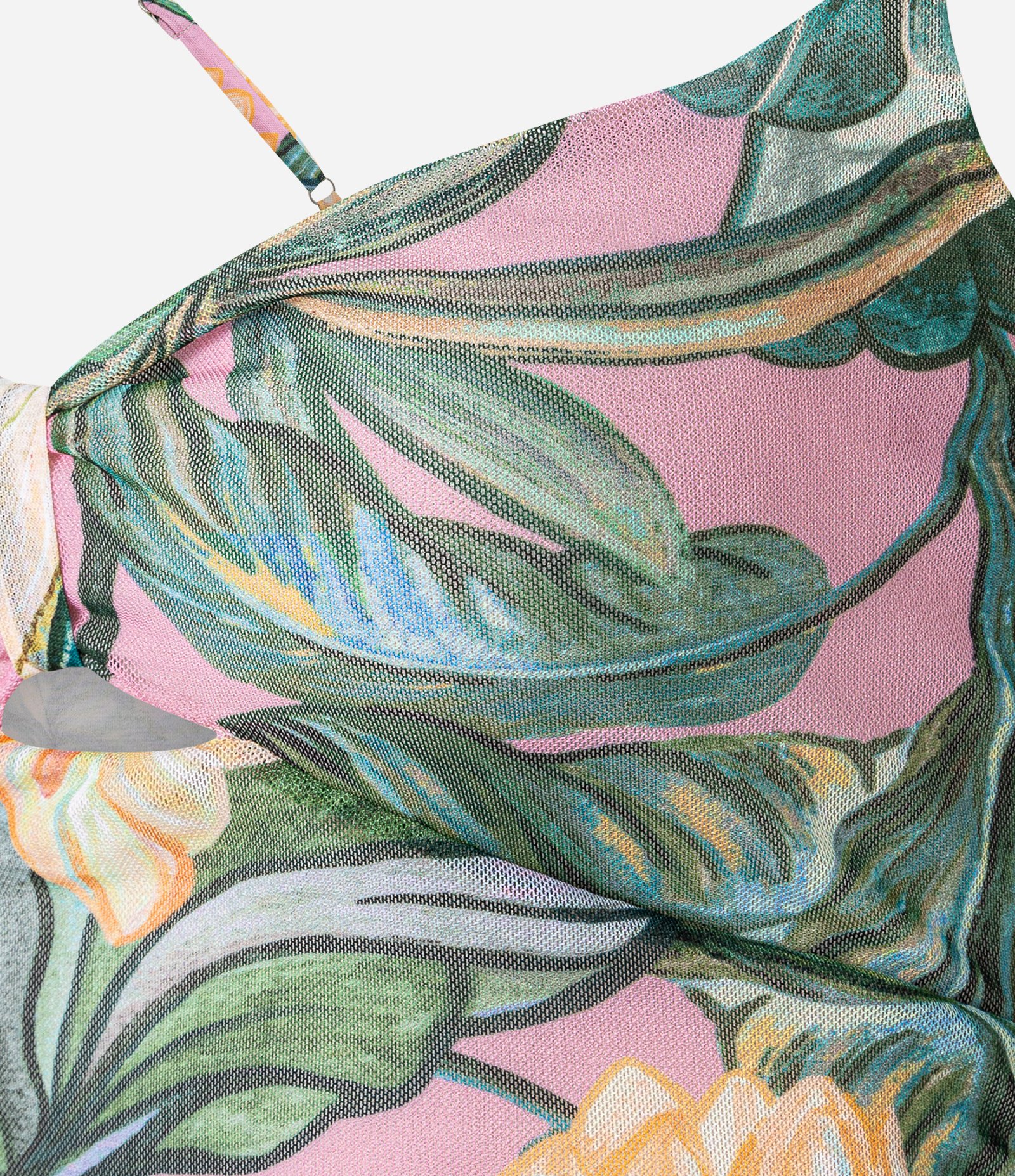 Vestido Long Midi em Tule com Estampa Floral e Alças Finas Multicores 7