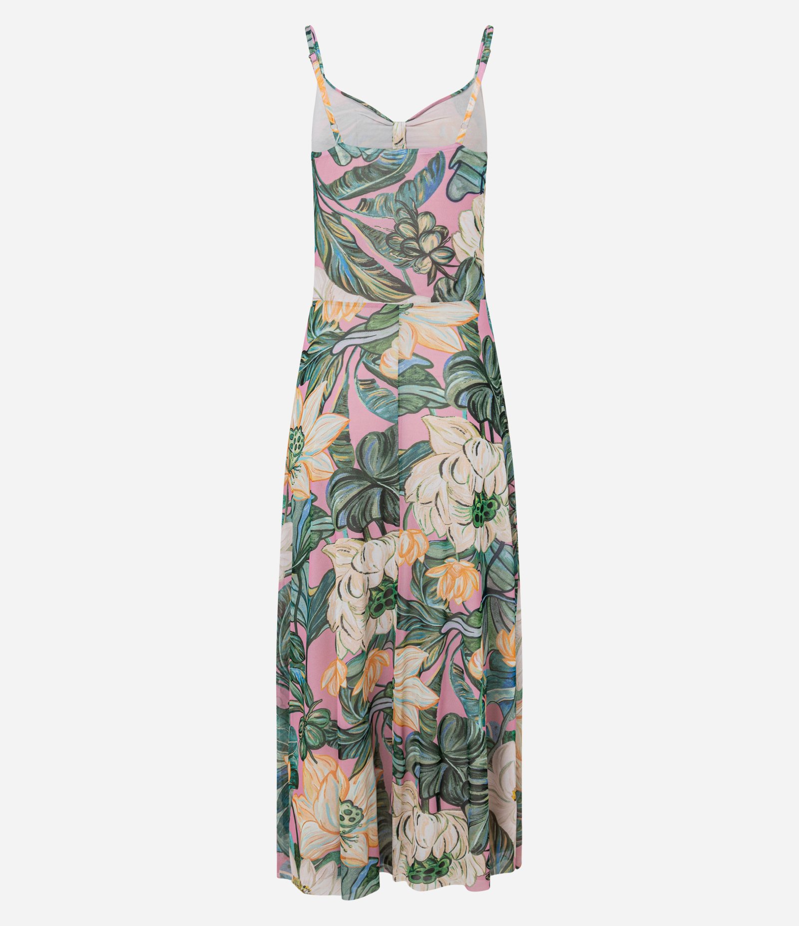 Vestido Long Midi em Tule com Estampa Floral e Alças Finas Multicores 8